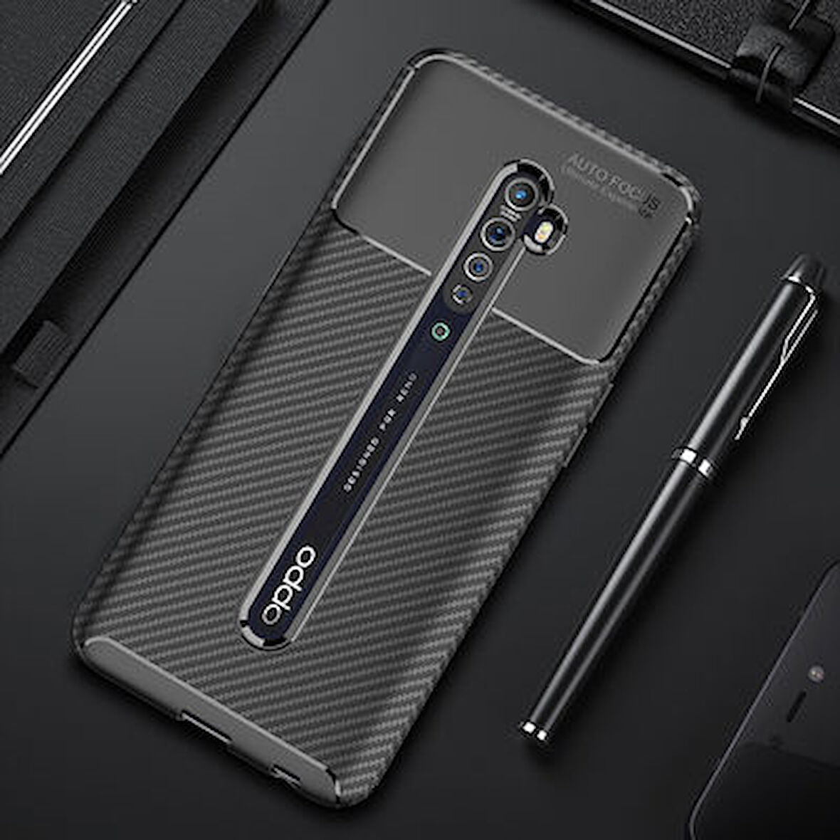 Oppo Reno 2Z Kılıf Karbon Desenli Şık Negro Premium Silikon Kapak