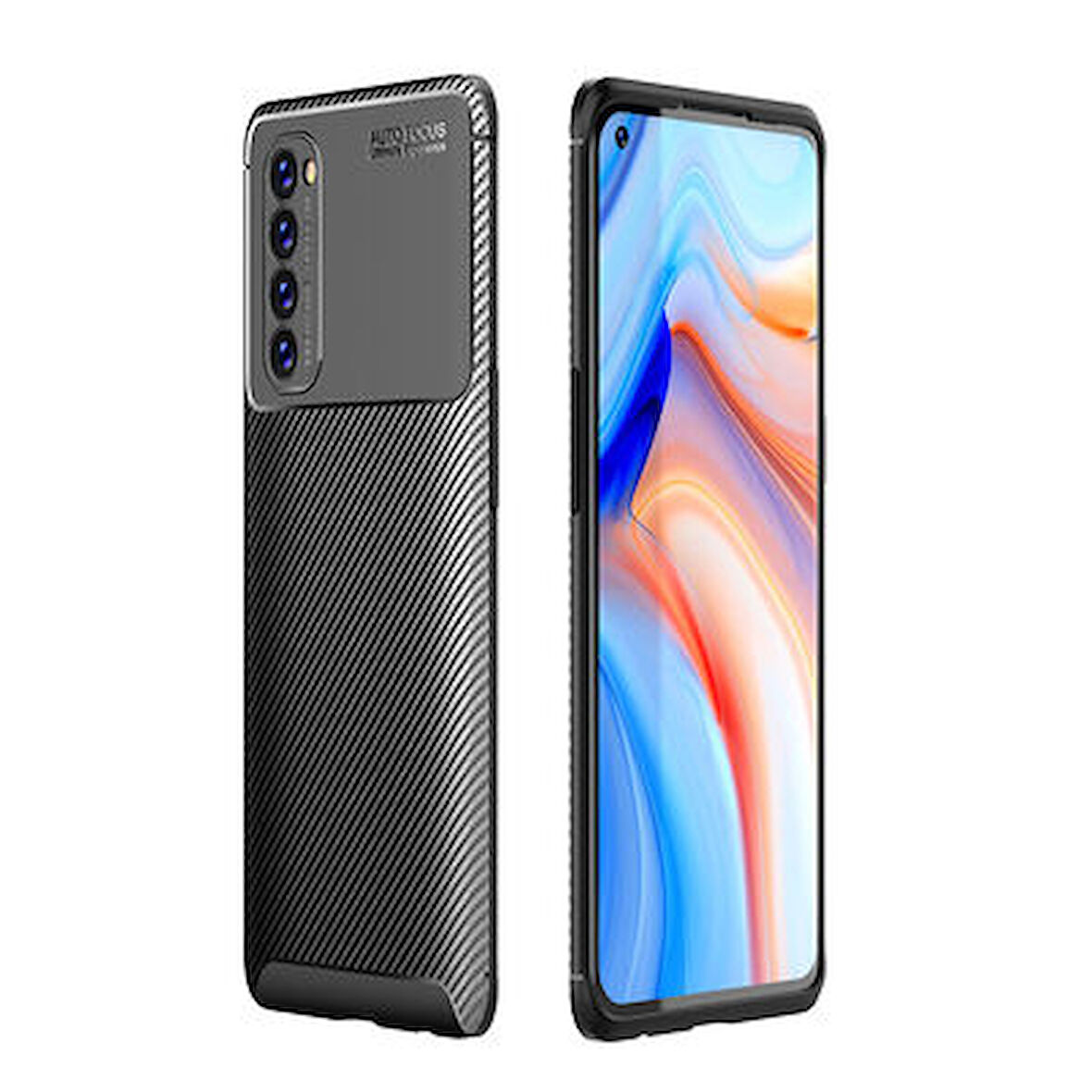Oppo Reno 4 Pro 4G Kılıf Karbon Desenli Şık Tamia Premium Silikon Kapak