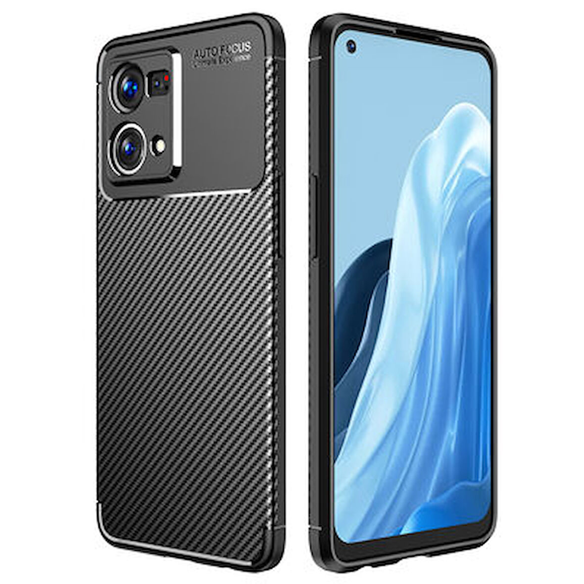 Oppo Reno 7 4G Kılıf Karbon Desenli Şık Tamia Premium Silikon Kapak