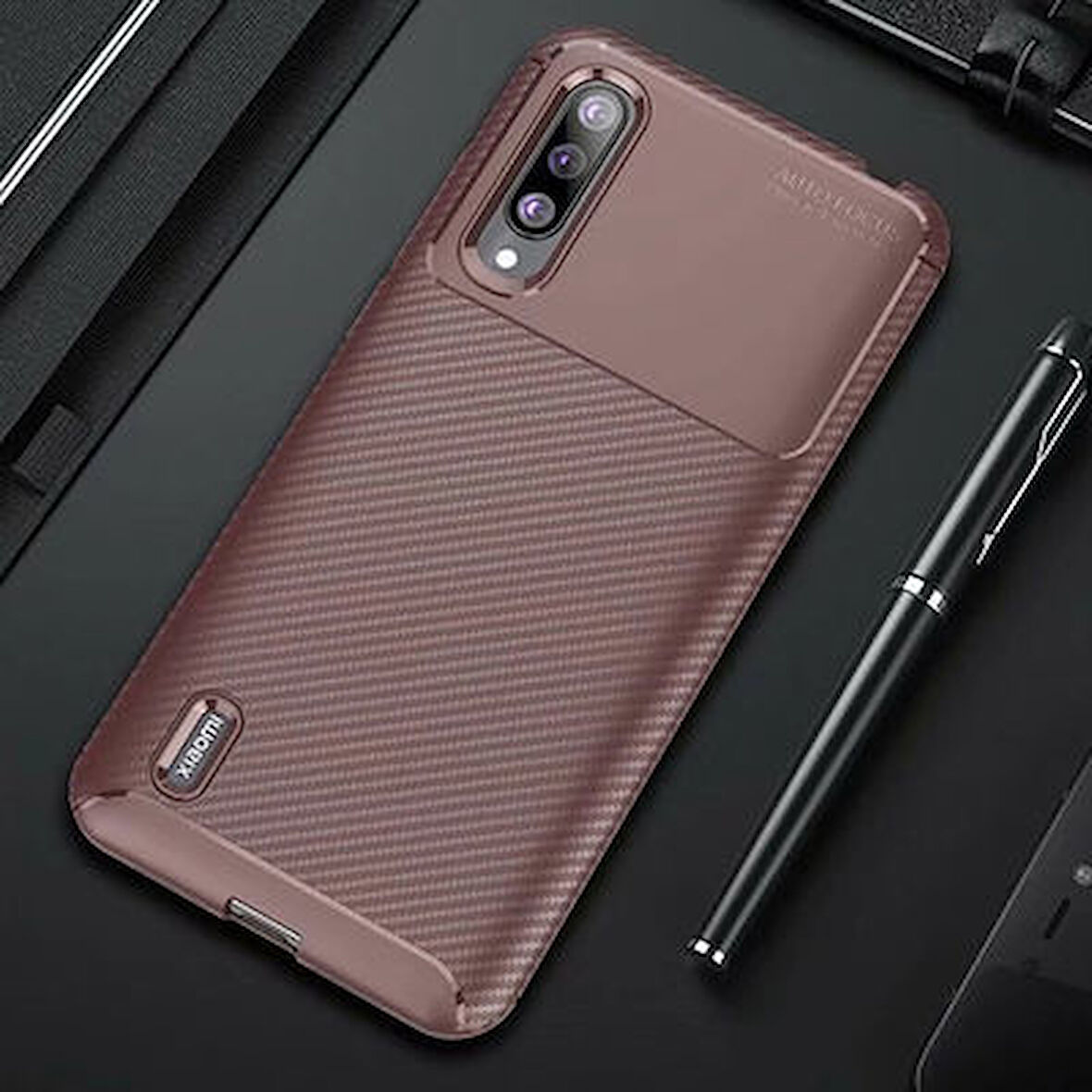 Xiaomi Mi 9 Lite Kılıf Karbon Desenli Şık Negro Premium Silikon Kapak
