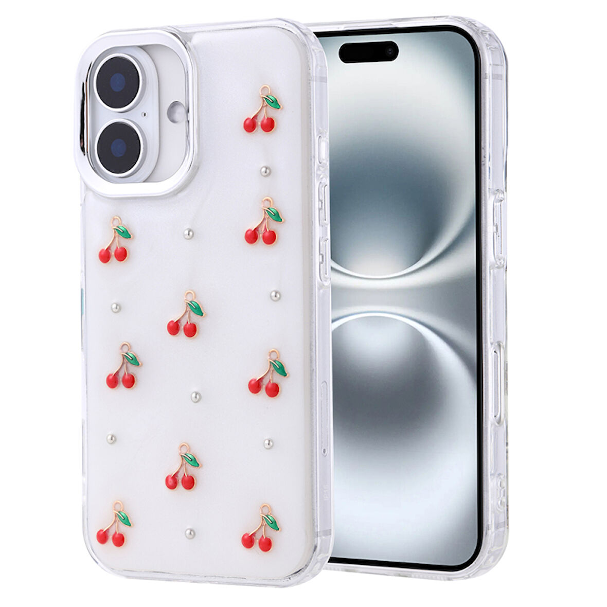 iPhone 16 Plus Kılıf Simli Kamera Çerçveli ve Mini Fİgür Desenli Ultra Koruma Sağlayan Kutup Sert Silikon Kapak
