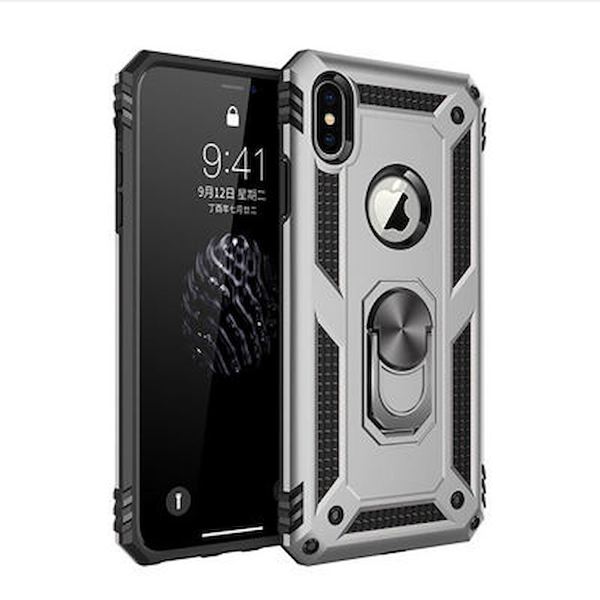 iPhone XS Kılıf Tam Koruma Çift Katmanlı İbiza Sert Silikon Kapak