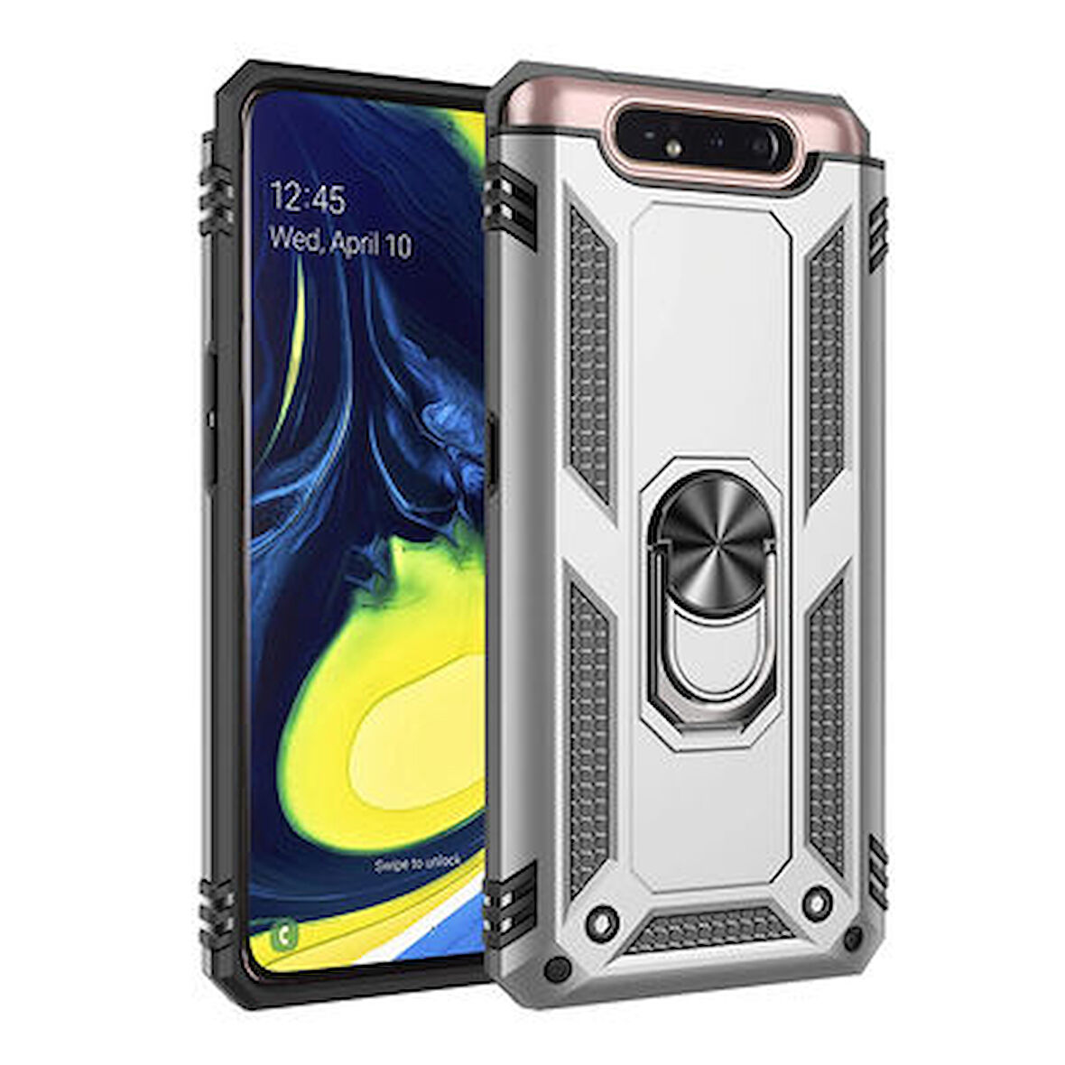 Samsung Galaxy A80 Kılıf Tam Koruma Çift Katmanlı İbiza Sert Silikon Kapak