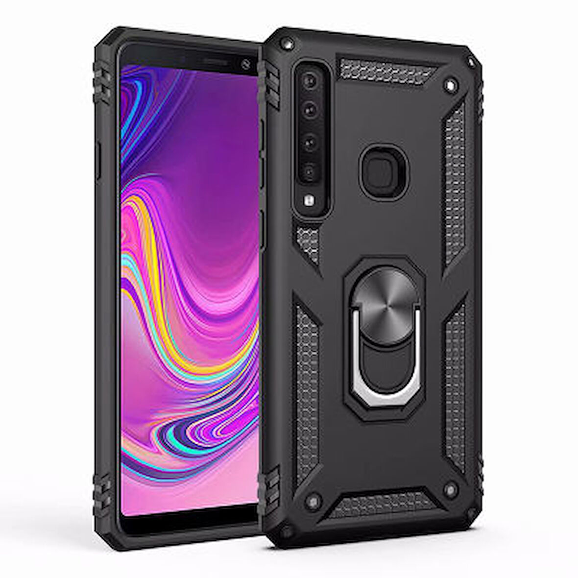 Samsung Galaxy A9 2018 Çift Katmanlı ve Yüzüklü Tam Koruma Vega Premium Kılıf