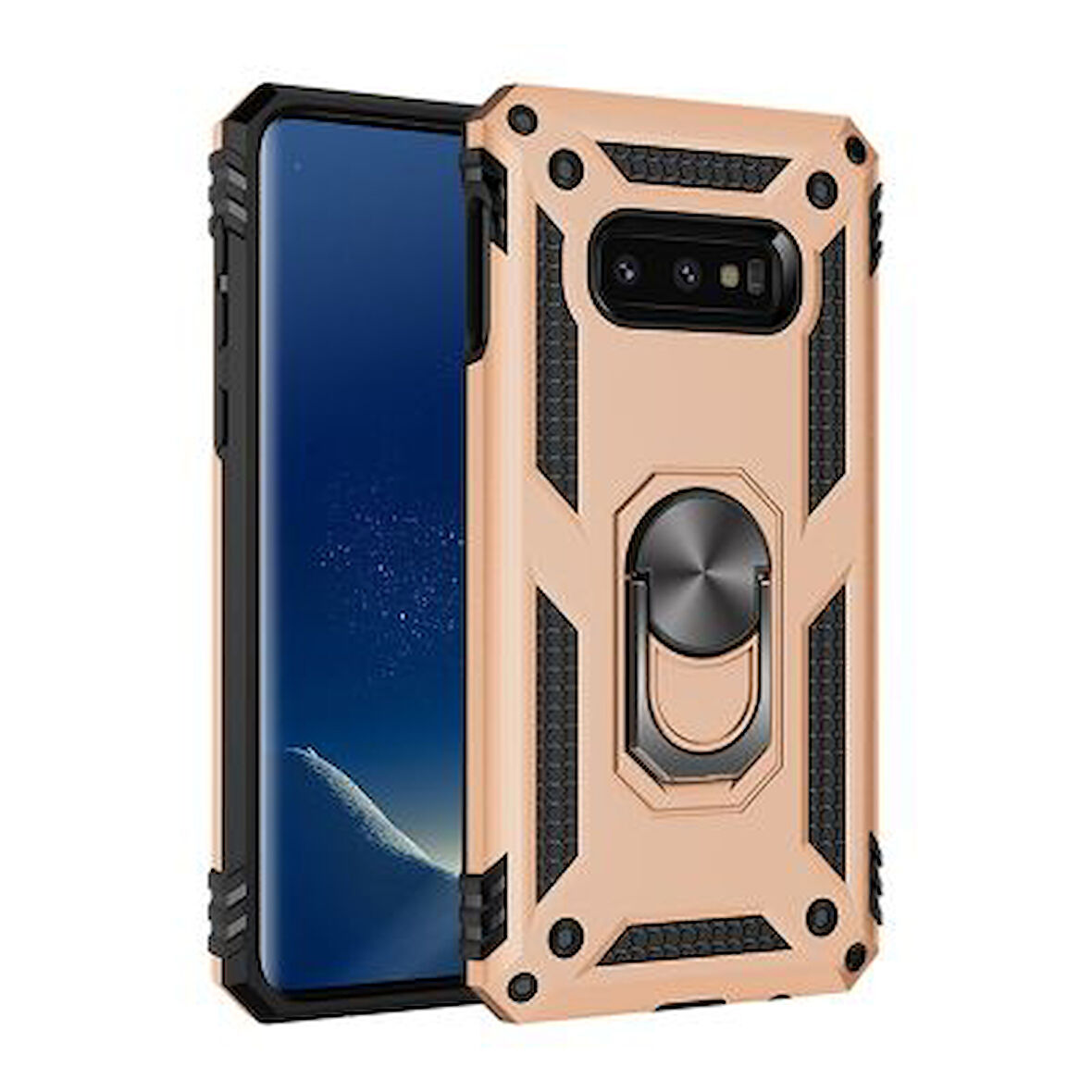 Samsung Galaxy S10E Çift Katmanlı ve Yüzüklü Tam Koruma Vega Premium Kılıf