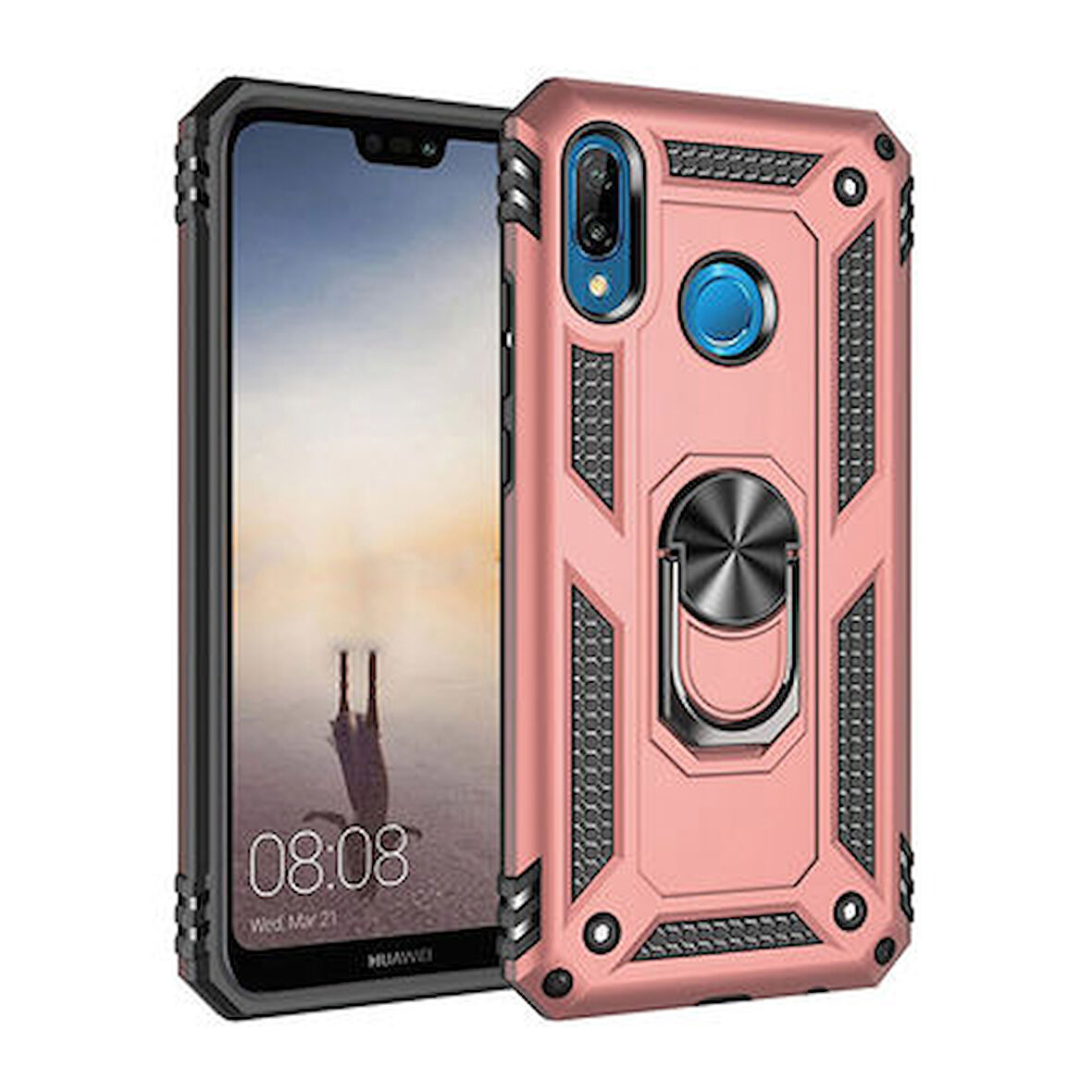 Huawei P20 Lite Kılıf Tam Koruma Çift Katmanlı İbiza Sert Silikon Kapak