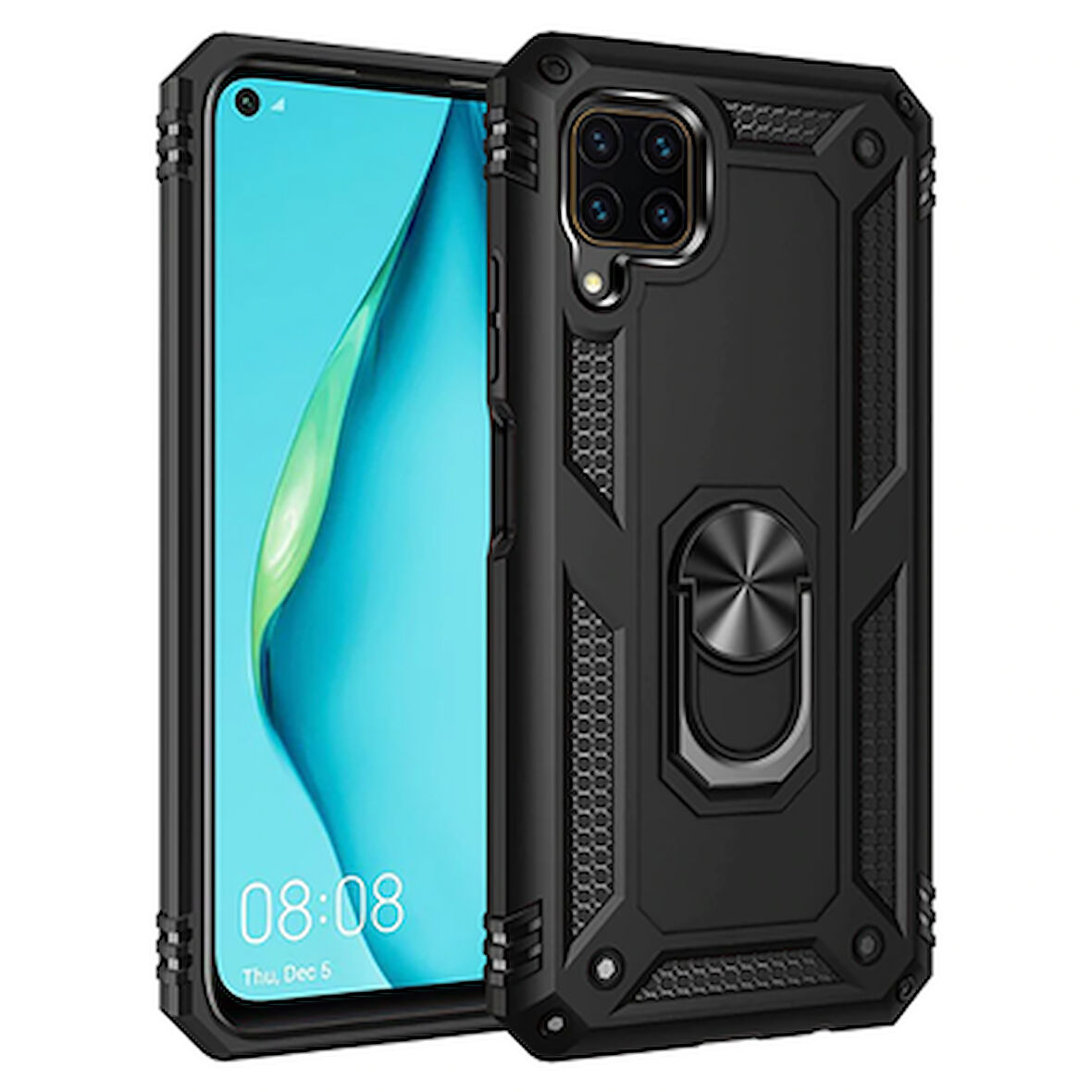 Huawei P40 Lite Çift Katmanlı ve Yüzüklü Tam Koruma Vega Premium Kılıf