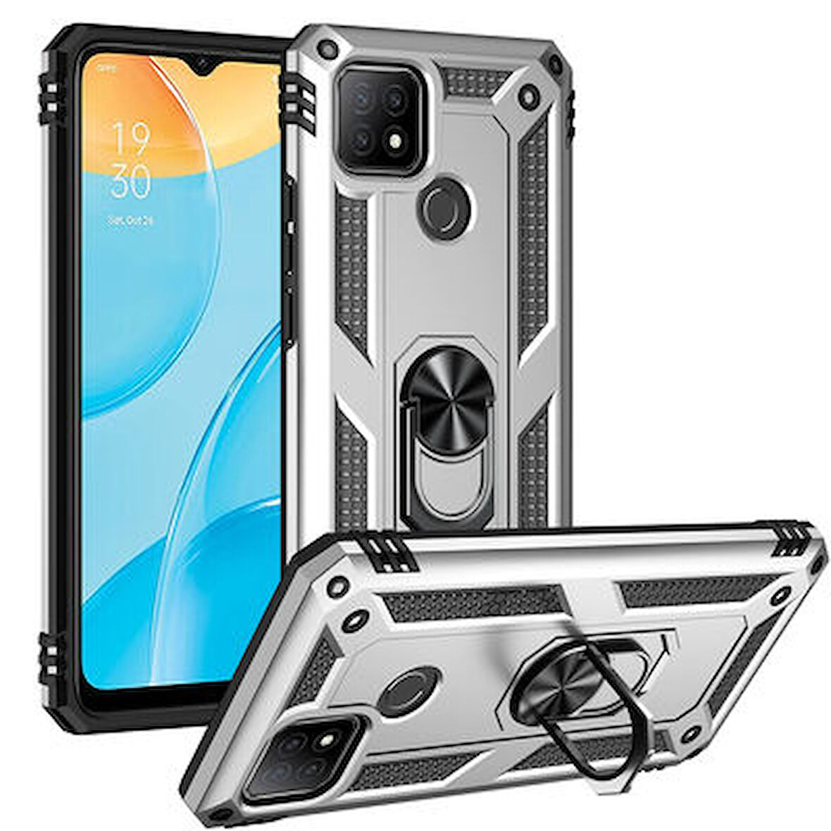 Oppo A15 Kılıf Tam Koruma Çift Katmanlı İbiza Sert Silikon Kapak