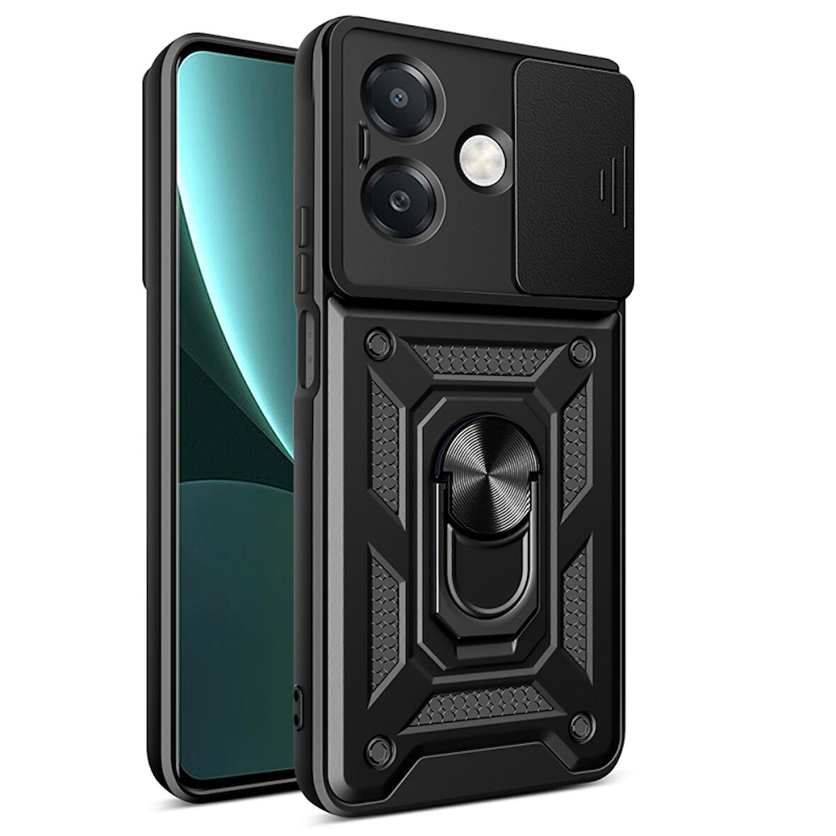 Oppo A3x 4G Kılıf Kamera Sürgülü ve Tam Koruma Sağlayan Sert Puma Silikon Kılıf