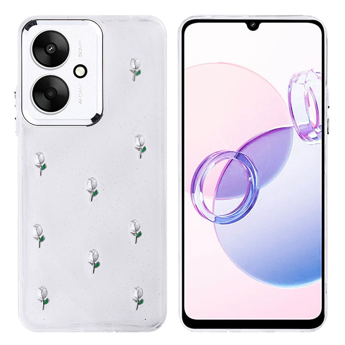 Poco C65 Mini Figürlü ve Kamera Çerçeveli Ultra Sağlam Sararmaz Pole Premium Kapak