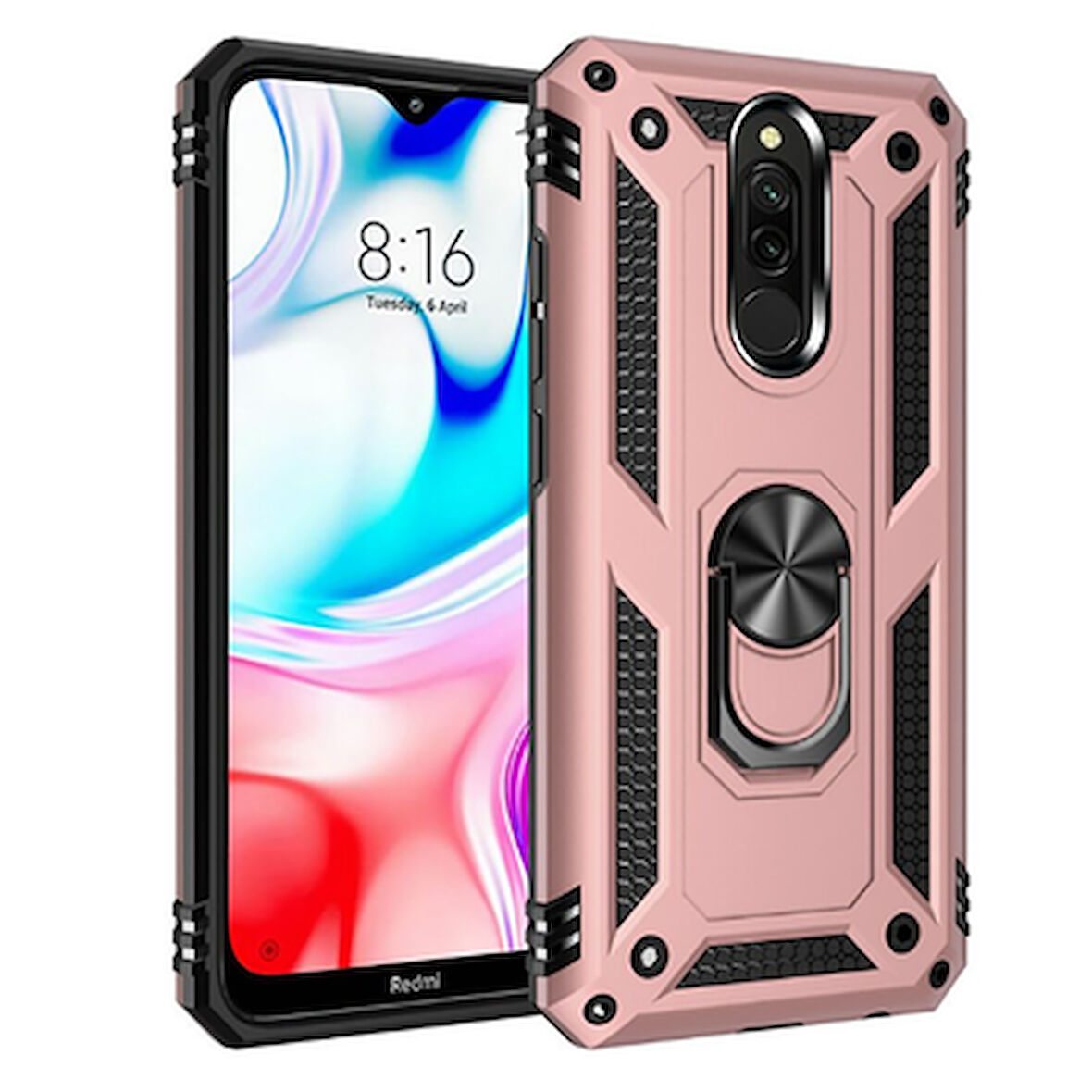 Redmi 8 Kılıf Tam Koruma Çift Katmanlı İbiza Sert Silikon Kapak