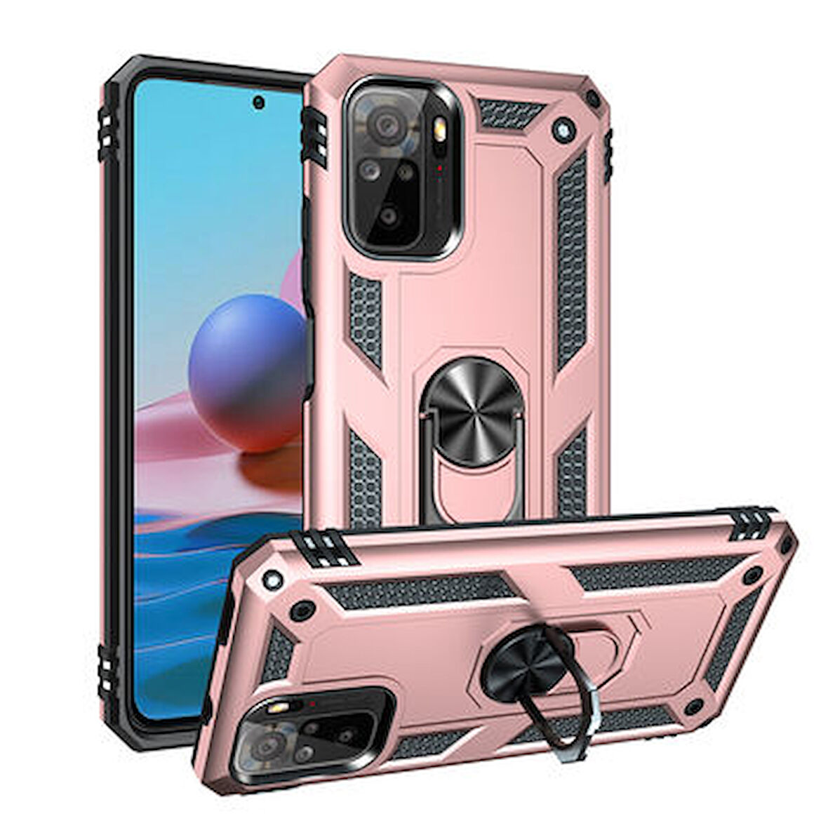 Redmi Note 10 Çift Katmanlı ve Yüzüklü Tam Koruma Vega Premium Kılıf