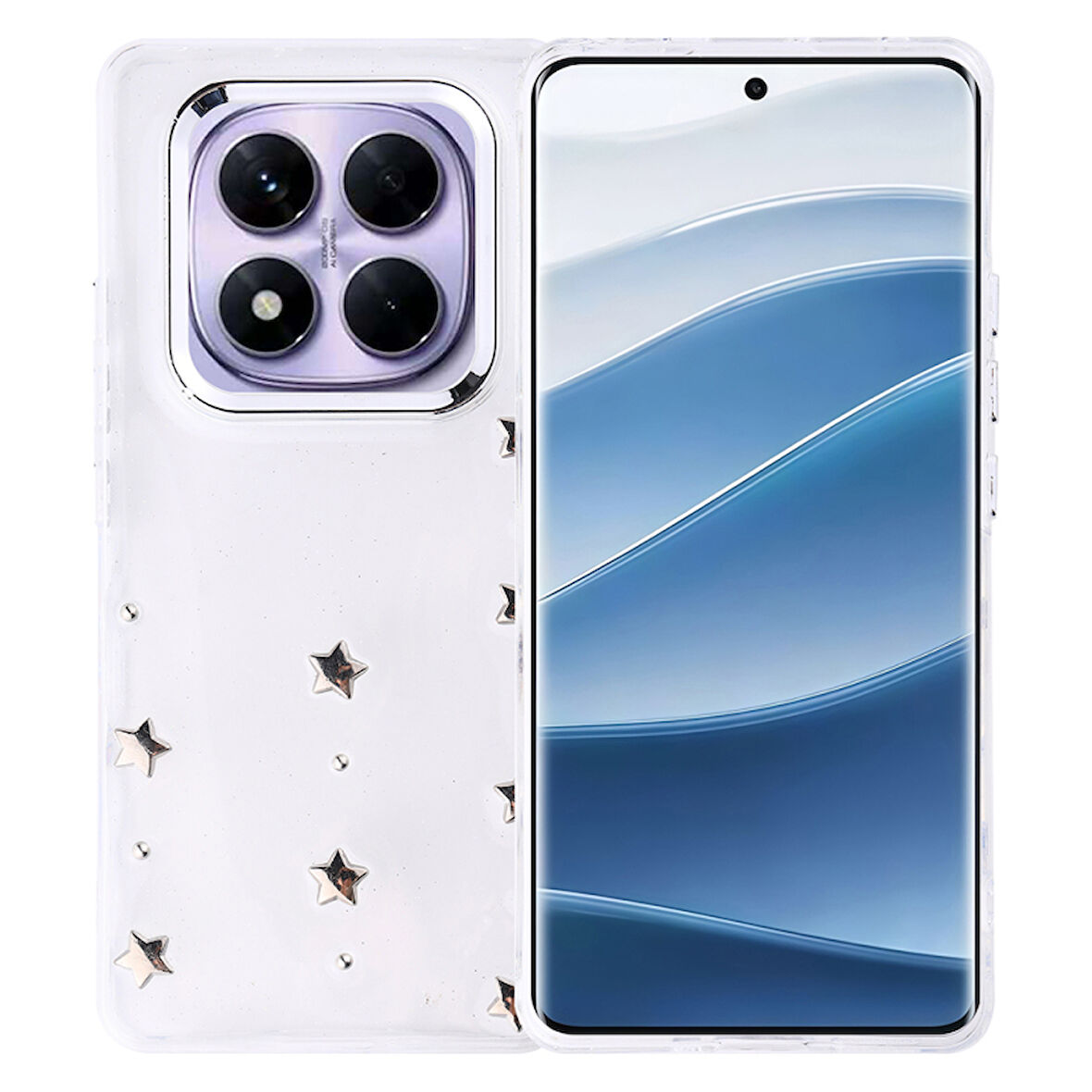 Redmi Note 14 Pro Plus Kılıf Simli Kamera Çerçveli ve Mini Fİgür Desenli Ultra Koruma Sağlayan Kutup Sert Silikon Kapak
