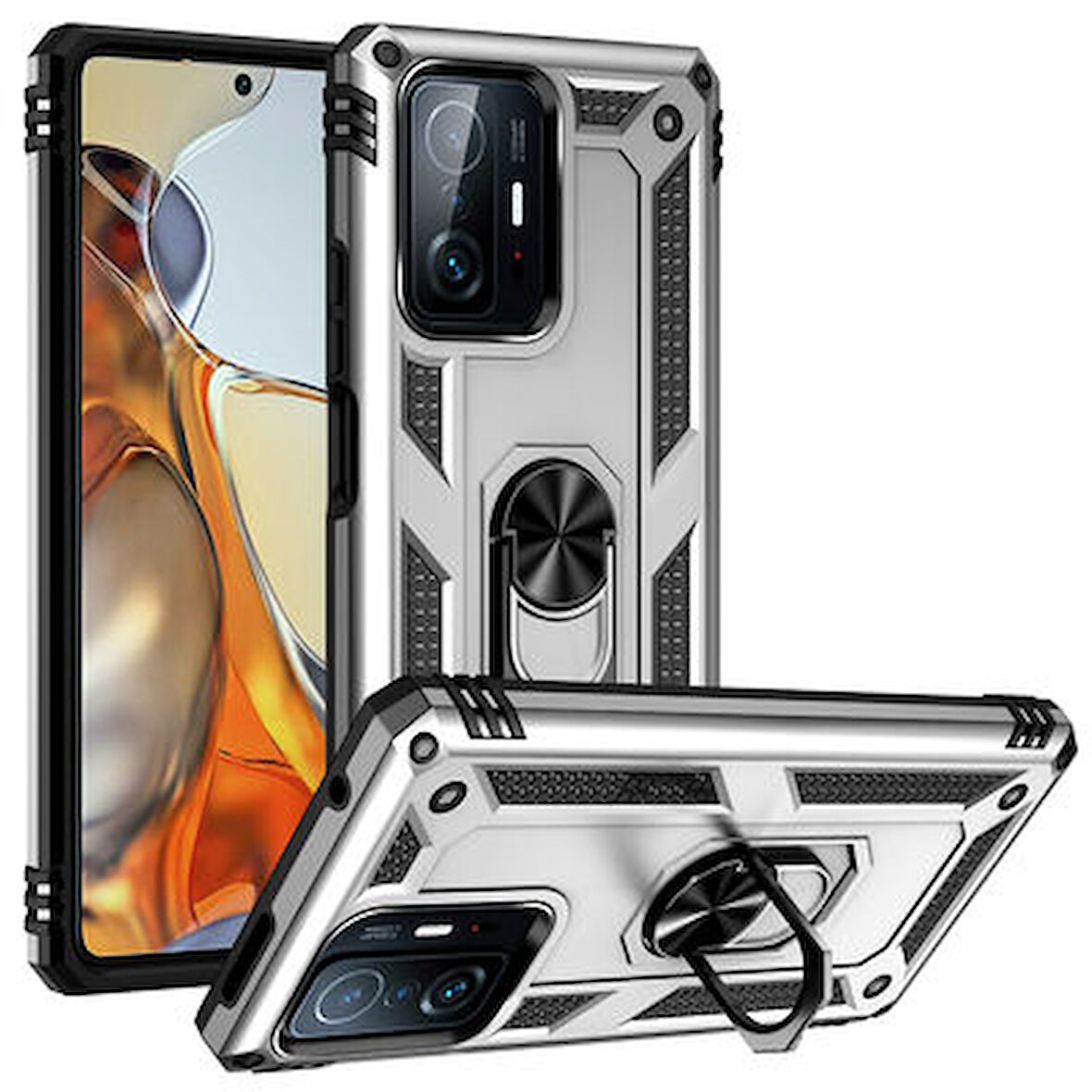 Xiaomi Mi 11T Pro 5G Çift Katmanlı ve Yüzüklü Tam Koruma Vega Premium Kılıf