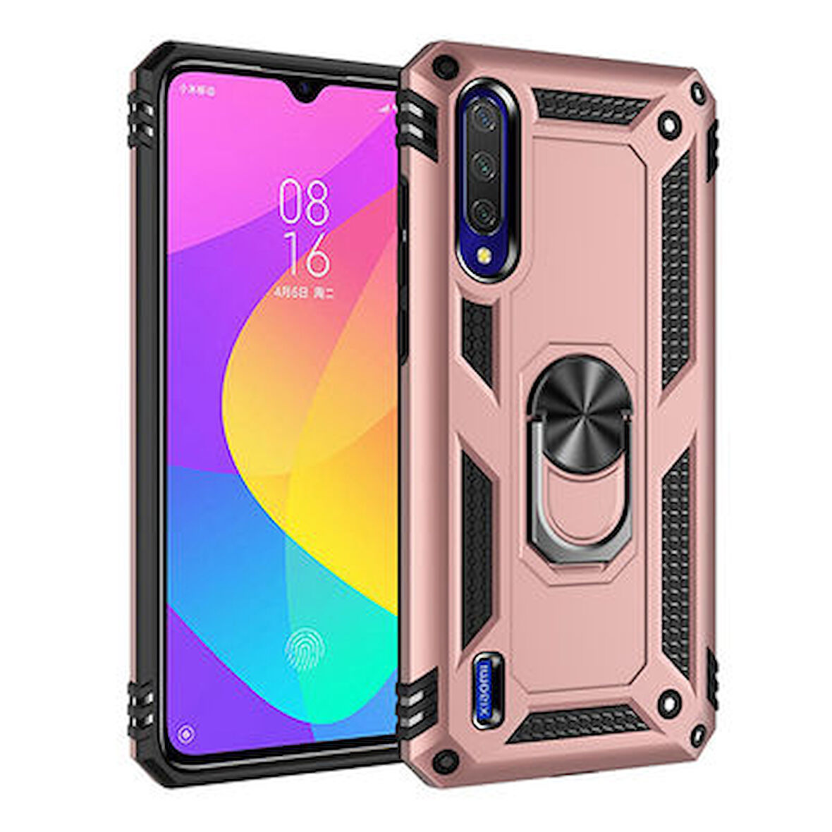 Xiaomi Mi A3 Çift Katmanlı ve Yüzüklü Tam Koruma Vega Premium Kılıf