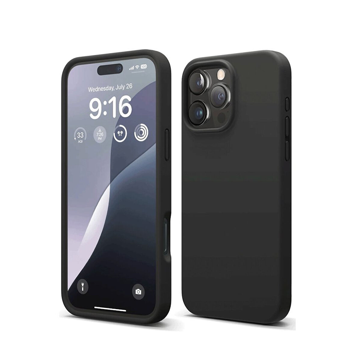 iPhone 16 Pro Max Kılıf İçi Kadife Kaplı Nano Silikon Kapak - Siyah