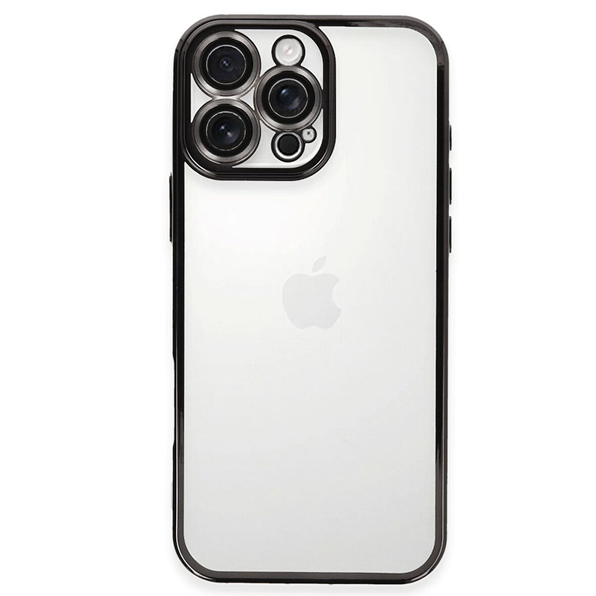 iPhone 16 Pro Kılıf Kamera Lens Korumalı Parlak Silikon Kapak RYC/Razer Lens - Siyah