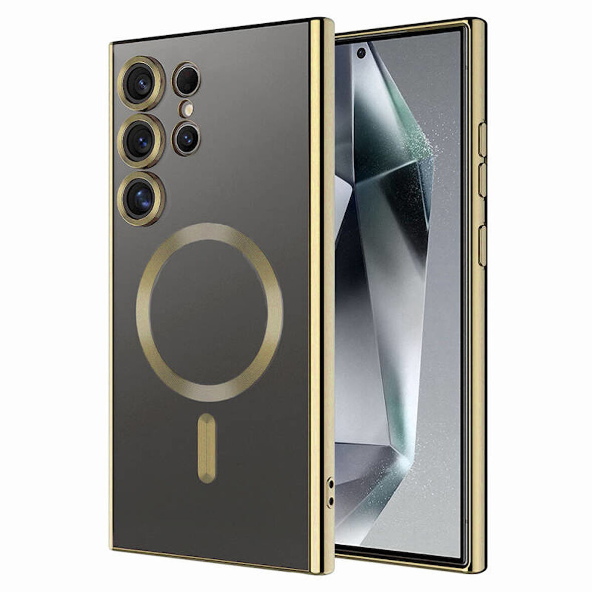 Samsung Galaxy S24 Ultra Kılıf Kamera Korumalı ve Magsafe Halkalı Shiny Premium Parlak Silikon Kapak