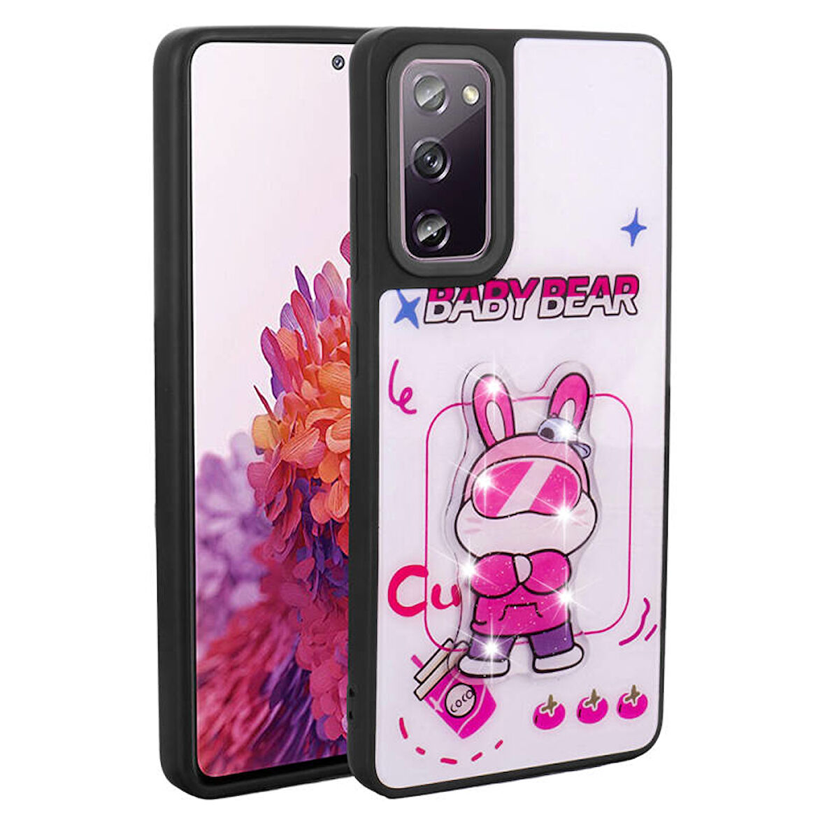 Galaxy S20 FE Kılıf Kabartma Parlak Figürlü Şık Amas Premium Silikon Kapak