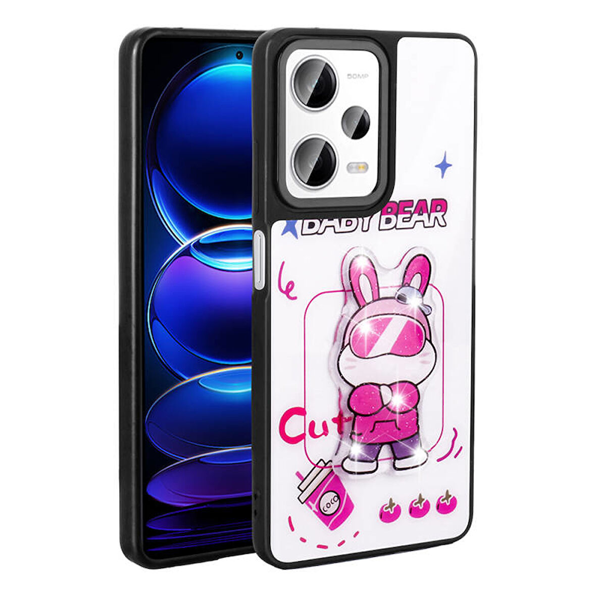 Redmi Note 12 Pro Plus 5G Kılıf Kabartma Parlak Figürlü Şık Anylove Premium Silikon Kapak