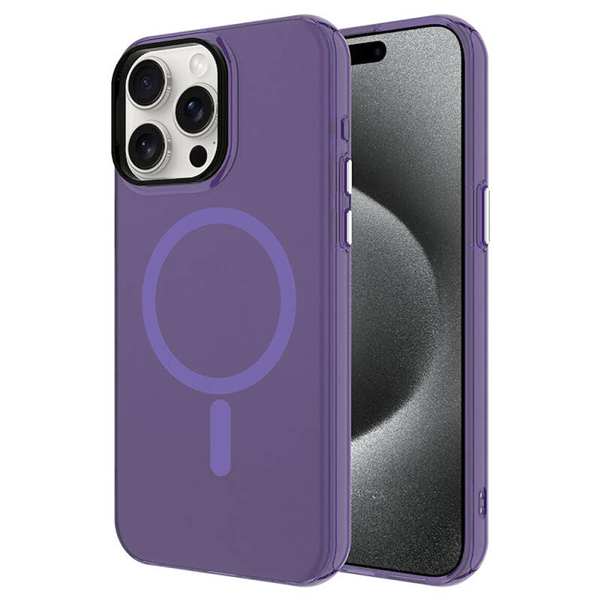 iPhone 15 Pro kılıf Şeffaf Magsafeli ve Mat Buz Tasarımlı İce Armor Sert Silikon Kapak