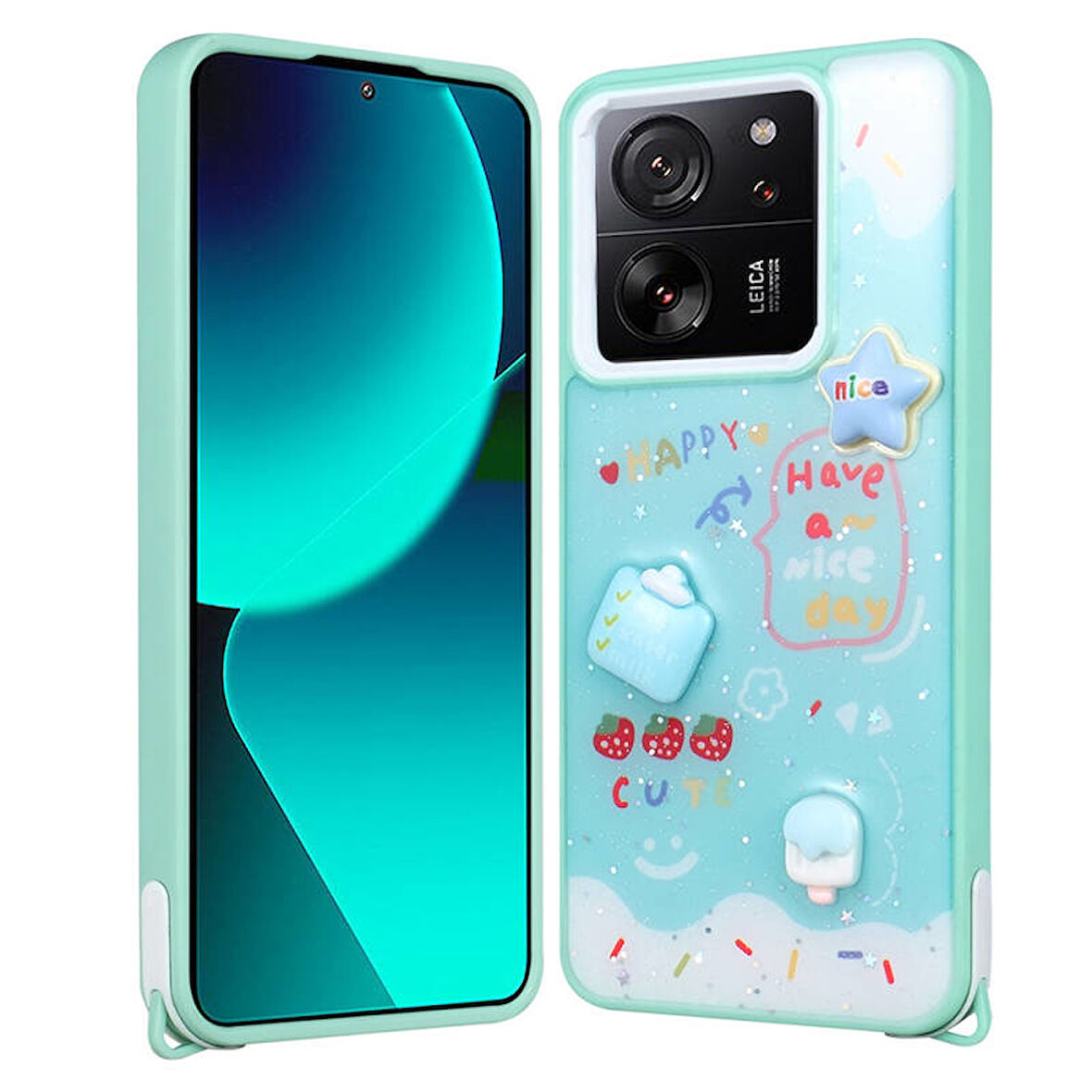 Xiaomi Mi 13T Pro Kılıf Figürlü ve İnce Simli Şık Mellila Premium Kapak