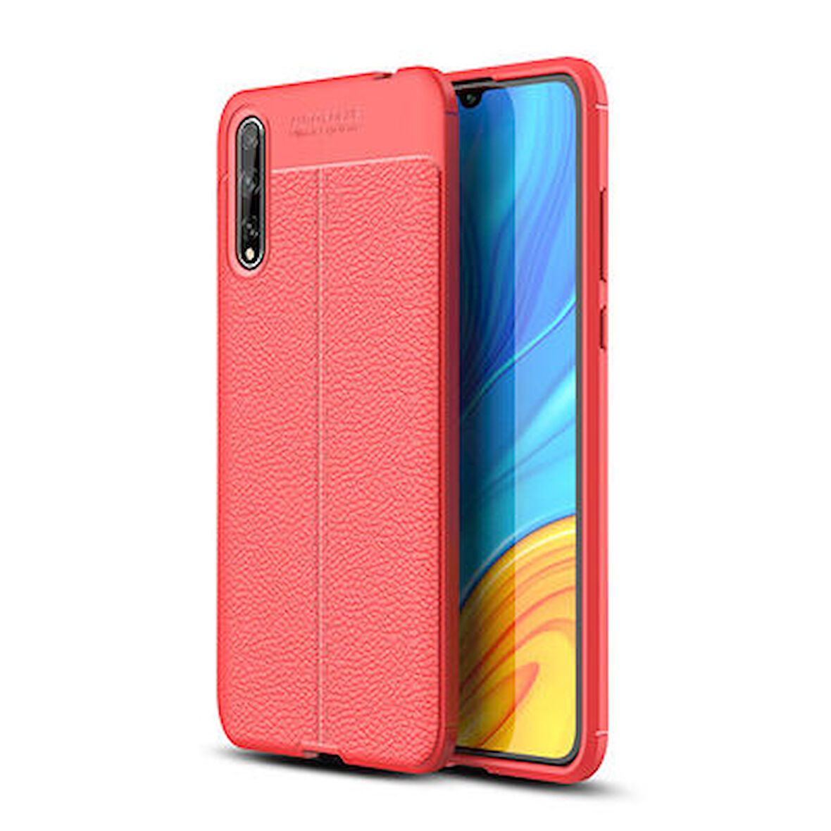 Huawei P Smart Y8P Kılıf Deri Silikon Yüzeyli Yüksek Kaliteli Sİlikondan Üretilmiş Premium Silikon Kapak RYC/Niss