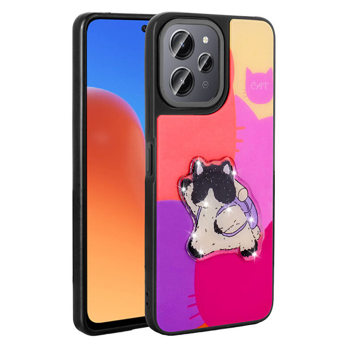 Redmi 12 4G Kılıf Kabartma Parlak Figürlü Şık Anylove Premium Silikon Kapak