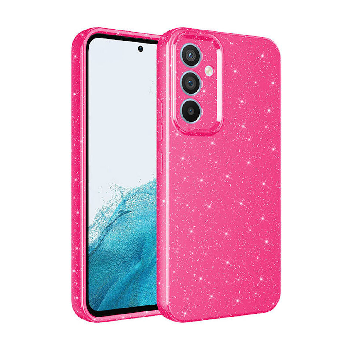 Samsung Galaxy S24 Kılıf Parlak Simli ve Kamera Korumalı Spoty Silikon Kapak