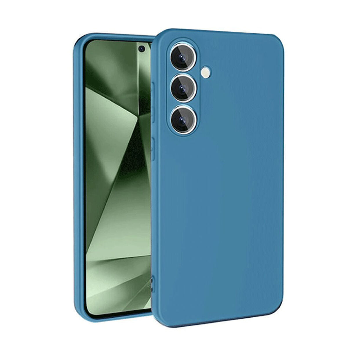 Samsung Galaxy S24 FE Kılıf İçi Kadife Kaplı Nano Silikon Kapak - Mavi