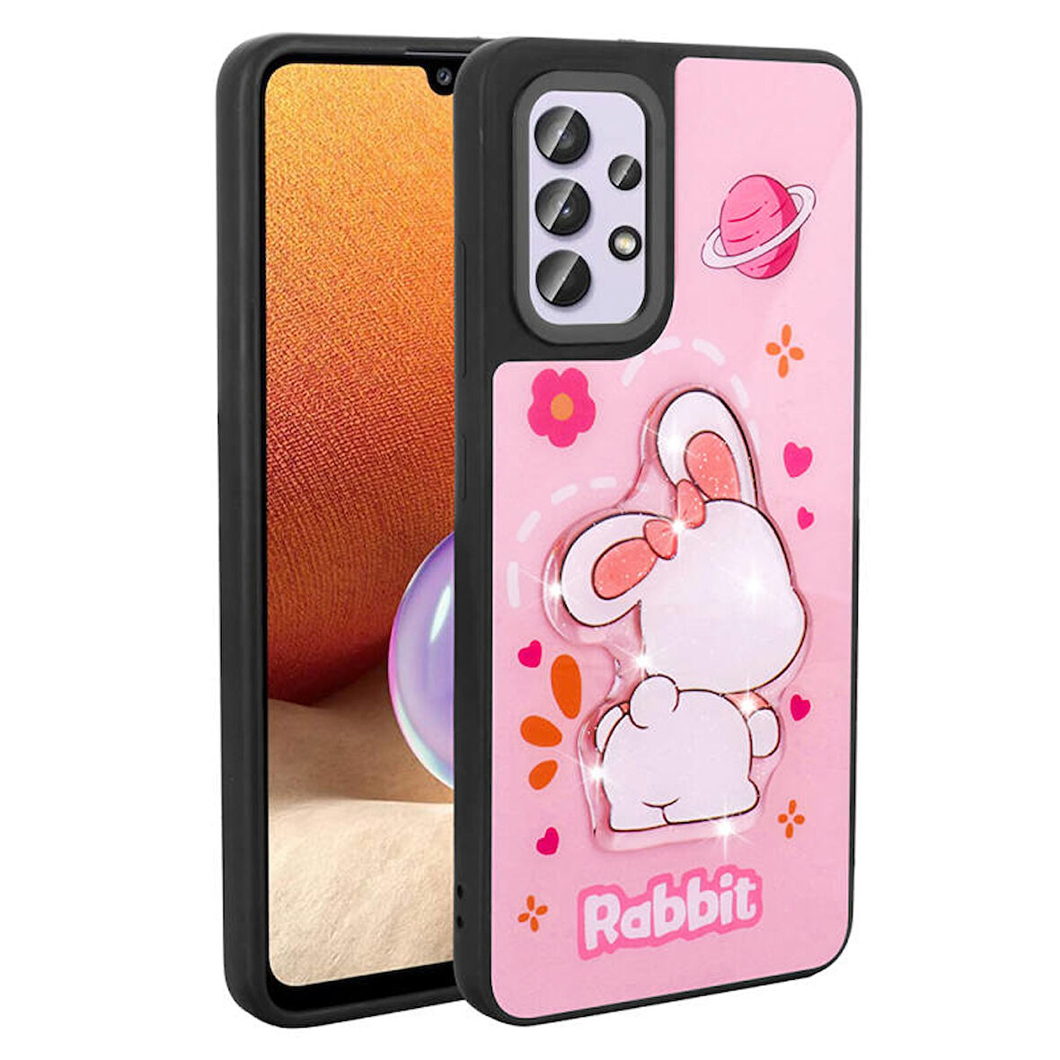 Galaxy A32 4G Kılıf Kabartma Parlak Figürlü Şık Anylove Premium Silikon Kapak