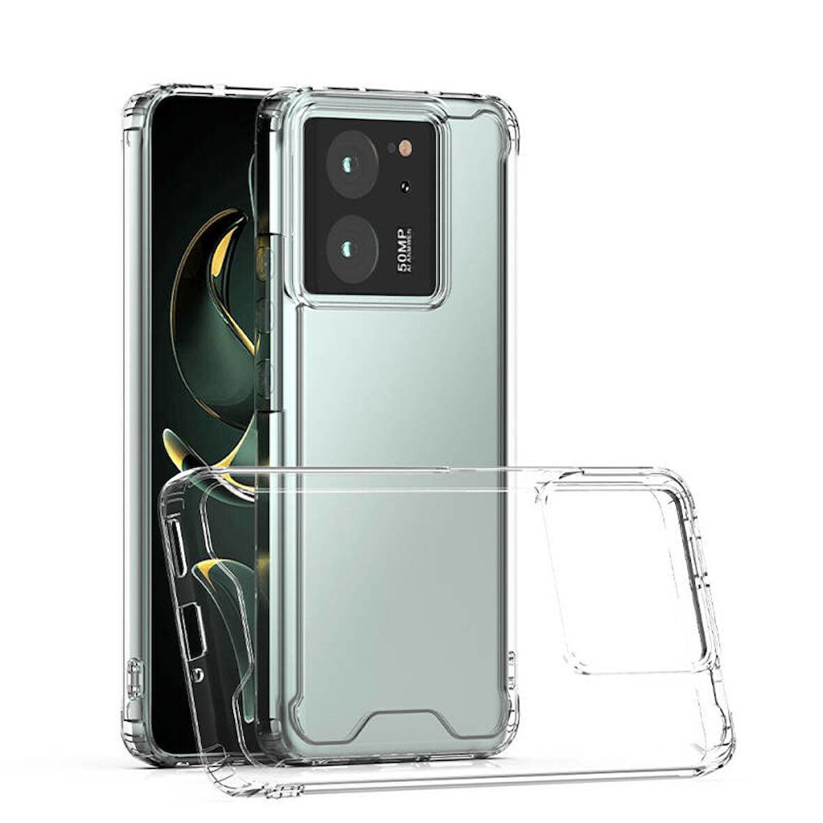 Xiaomi Mi 13T Kılıf Tam Koruma Sağlayan Sert Avila Premium Şeffaf Tank Kapak