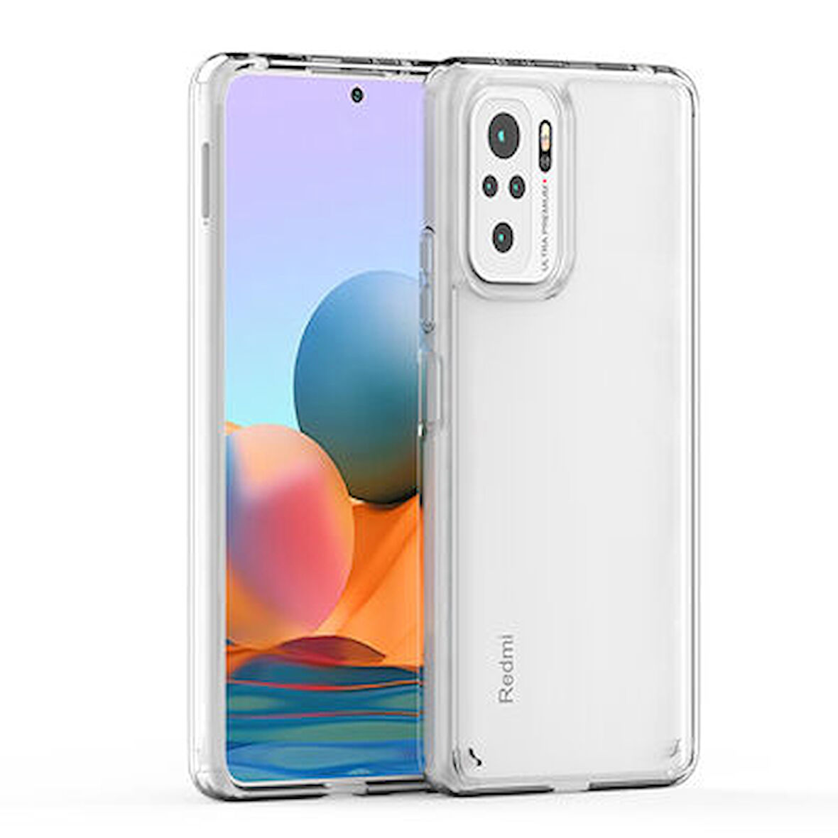 Redmi Note 10S Kılıf Tam Koruma Sağlayan Sert Avila Premium Şeffaf Tank Kapak