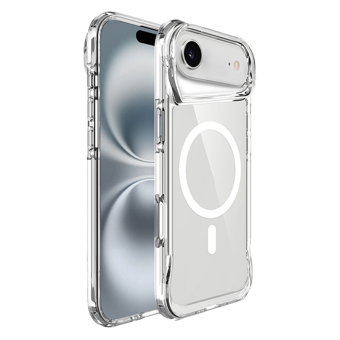 iPhone 17 Air Kılıf Ultra Koruma Sağlayan Magsafeli Obdisian Premium Sert Şeffaf Silikon Kapak