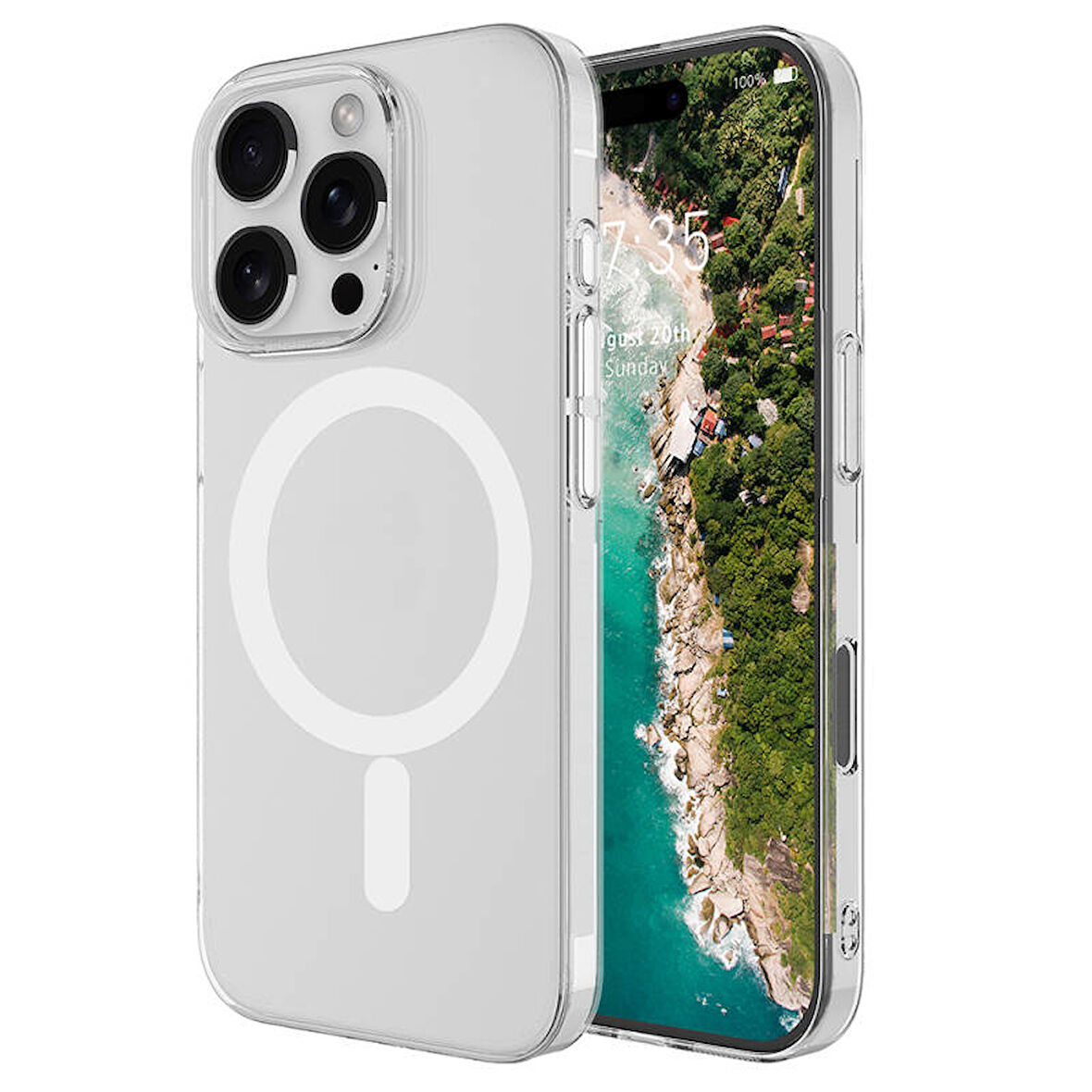 iPhone 16 Pro Max Kılıf Magsafe Özellikli Şeffaf Sert Premiumn TPU Silikon Kapak RYC/Porto