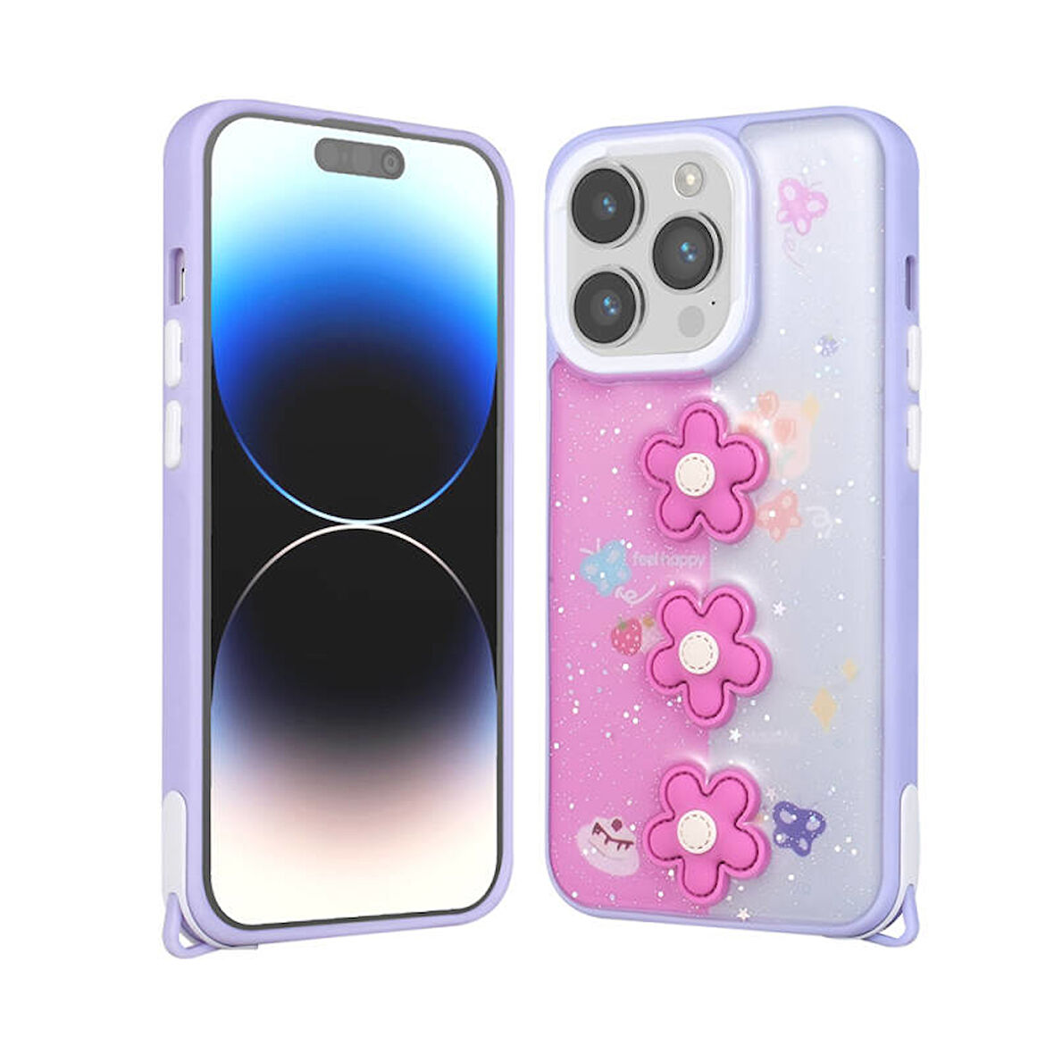 iPhone 14 Pro Max Kılıf Figürlü ve İnce Simli Şık Mellila Premium Kapak