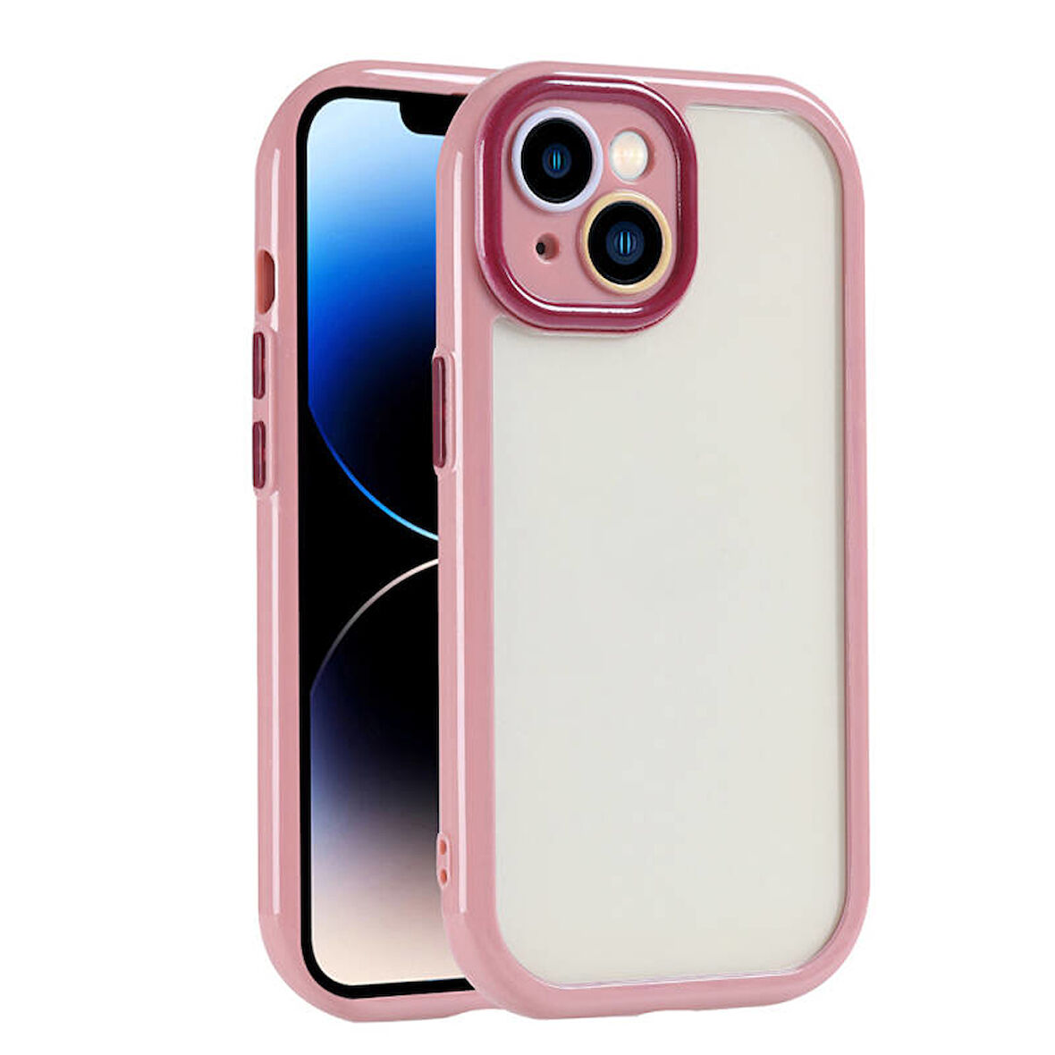 iPhone 14 Kılıf Kamera Korumalı Renkli Kenar ve Çerçeve Tasarımlı Vitamin Kapak