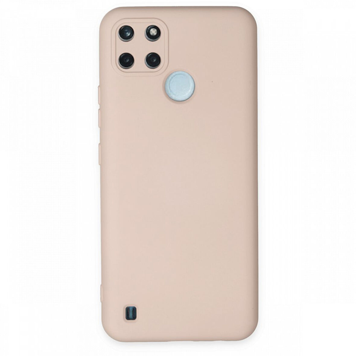 Realme C25Y Kılıf İçi Kadife Kaplı Nano Silikon Kapak - Pudra