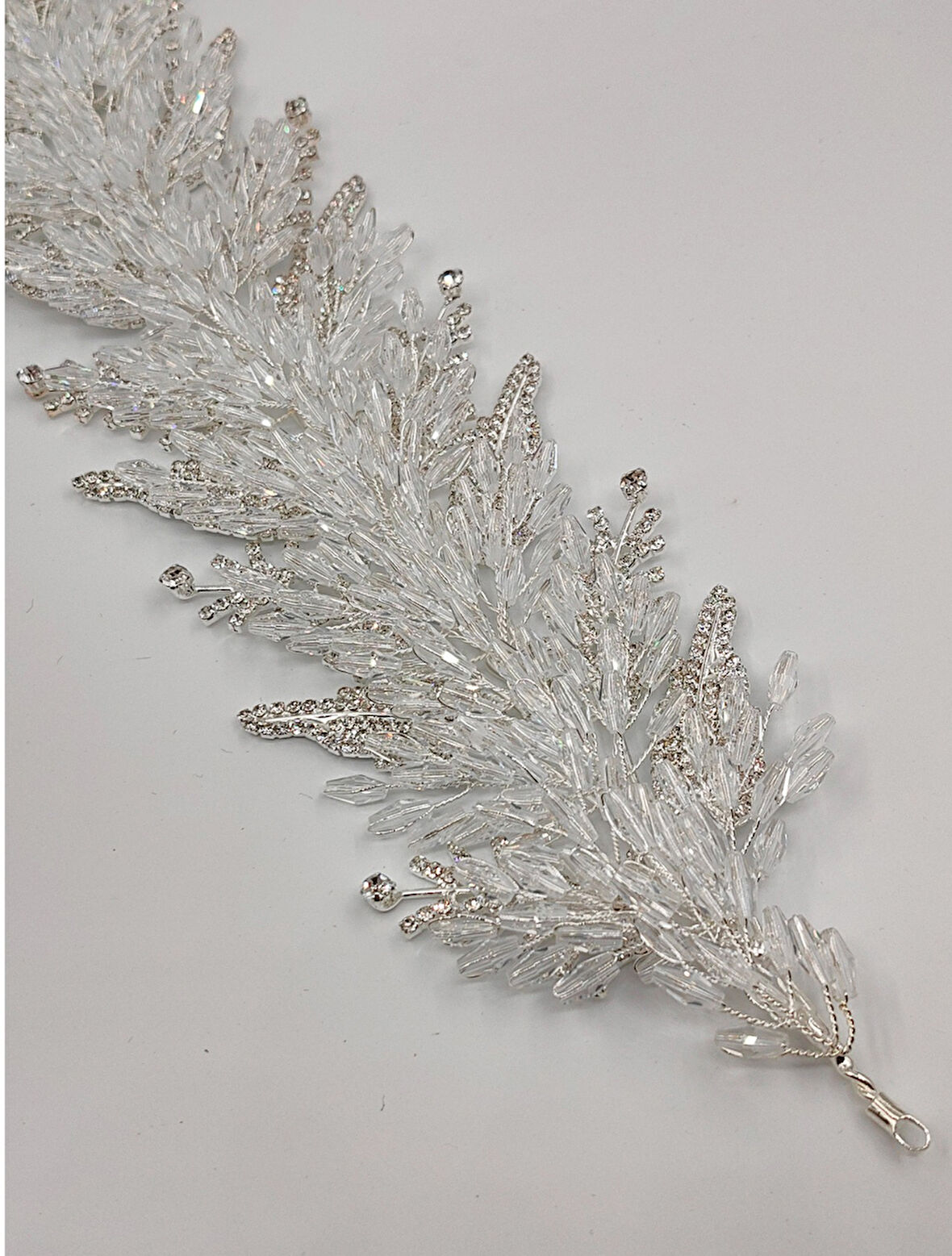 Boncuklu, Çiçekli Kristal Gelin Tacı Saç Ve Türban Aksesuarı