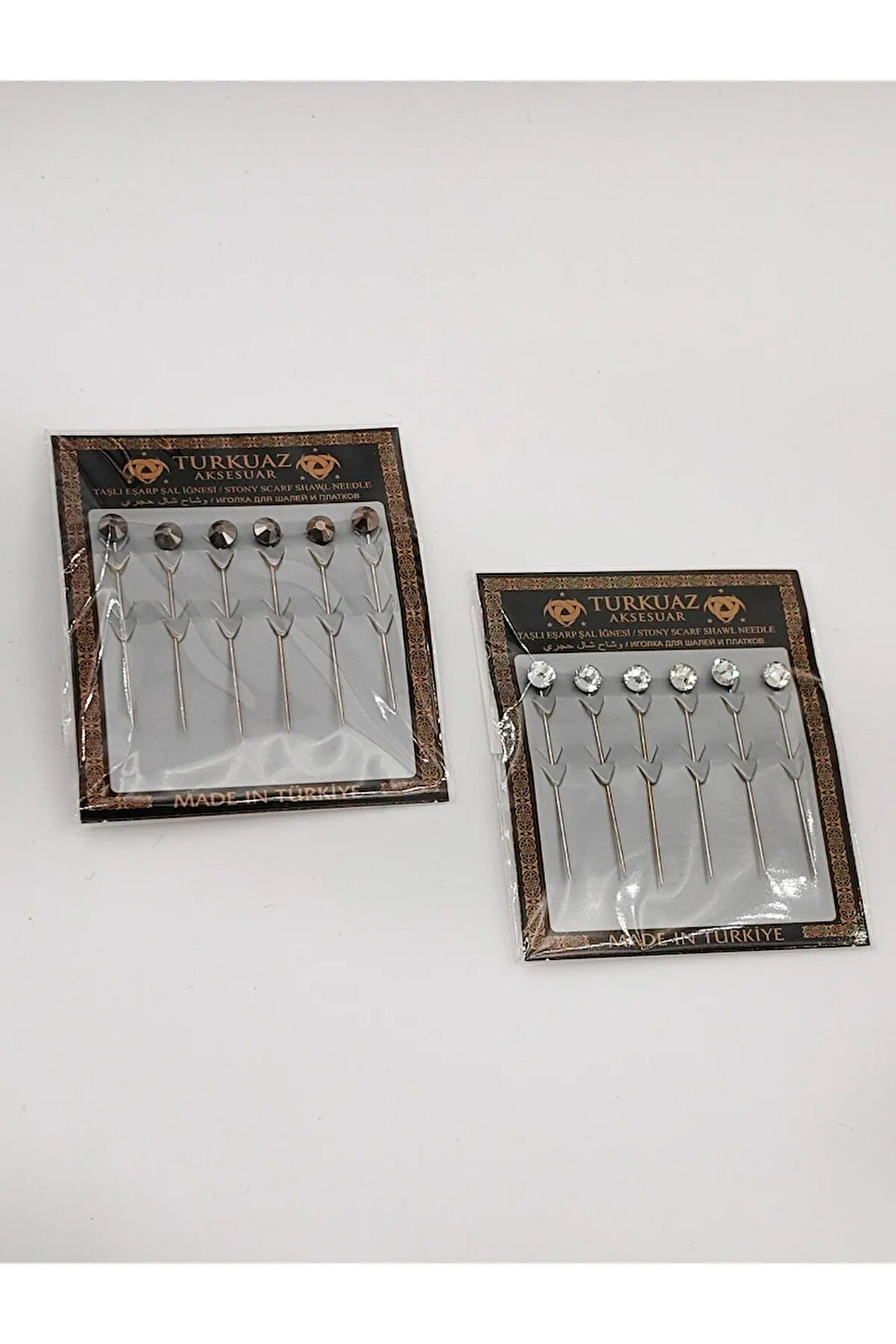 Kristal Taşlı Kadın Eşarp İğnesi 12 Adet