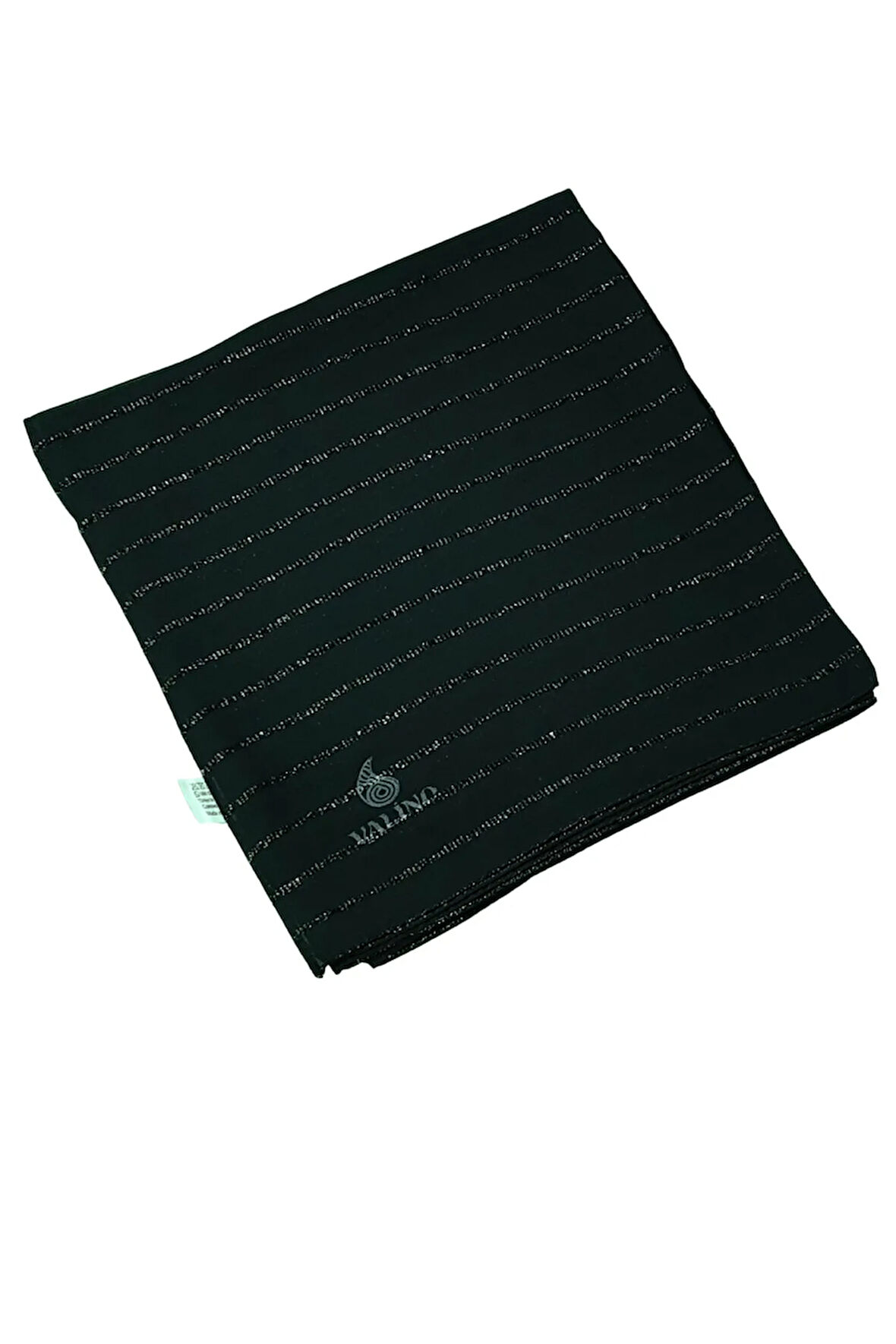 VALİNO 100x100 cm Siyah Çizgili Simli Krep Eşarp