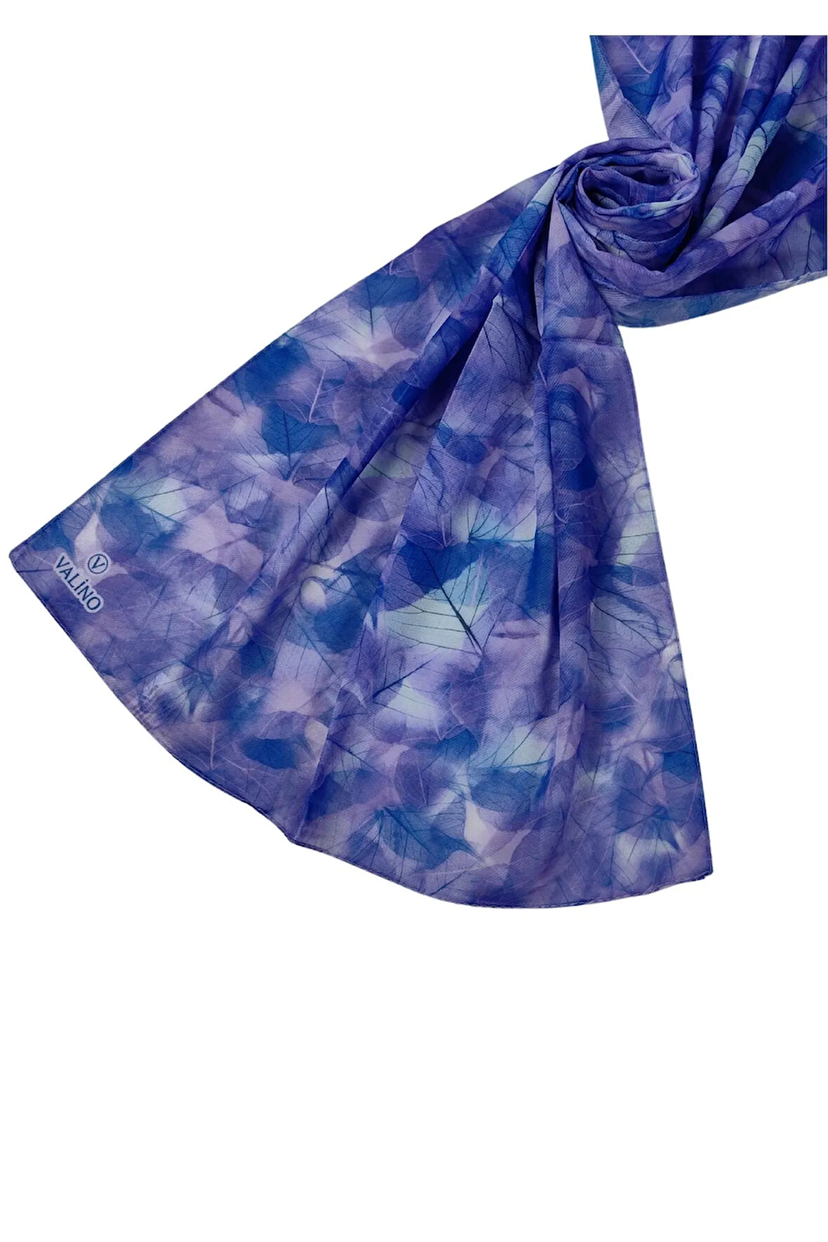 Valino Vual Twill Fular 45x110 cm - Yaprak Desenli, Hafif ve Nefes Alabilir Şal