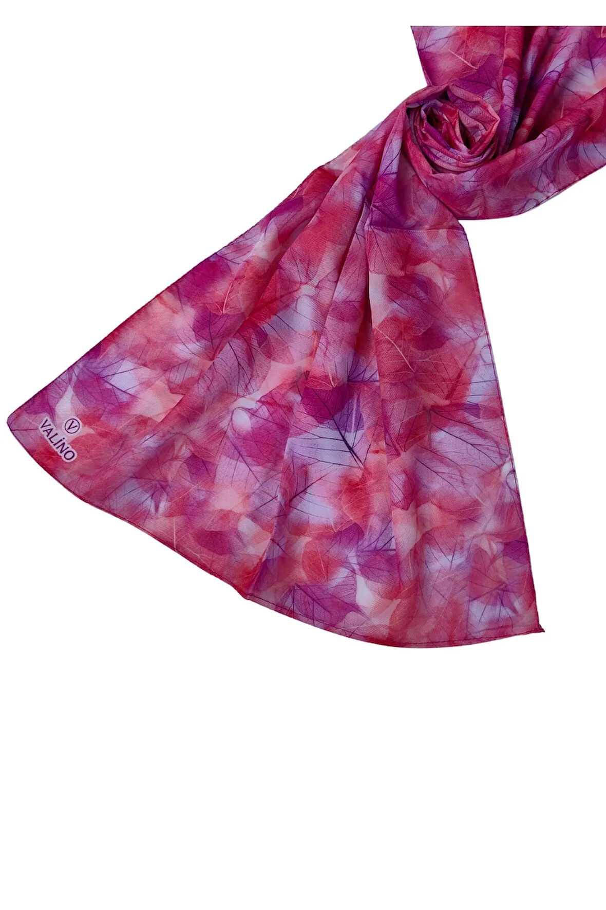 Valino Vual Twill Fular 45x110 cm - Yaprak Desenli, Hafif ve Nefes Alabilir Şal