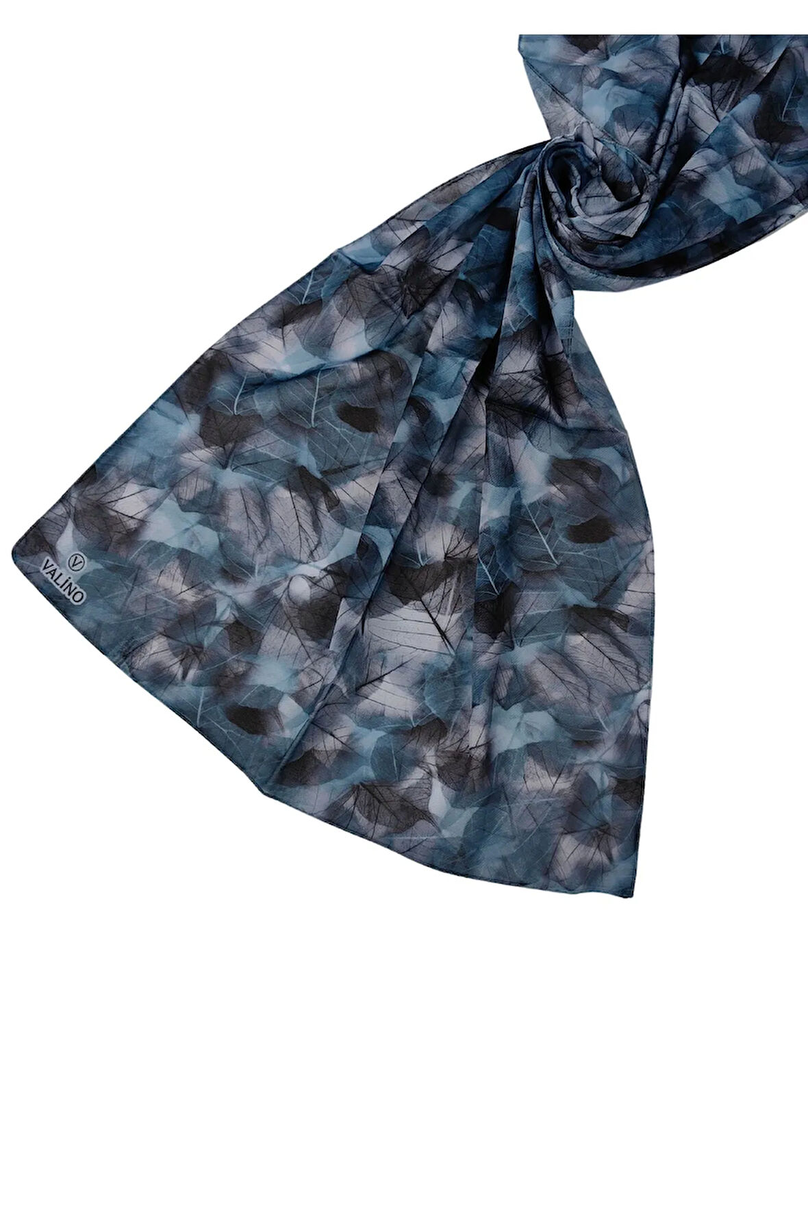 Valino Vual Twill Fular 45x110 cm - Yaprak Desenli, Hafif ve Nefes Alabilir Şal