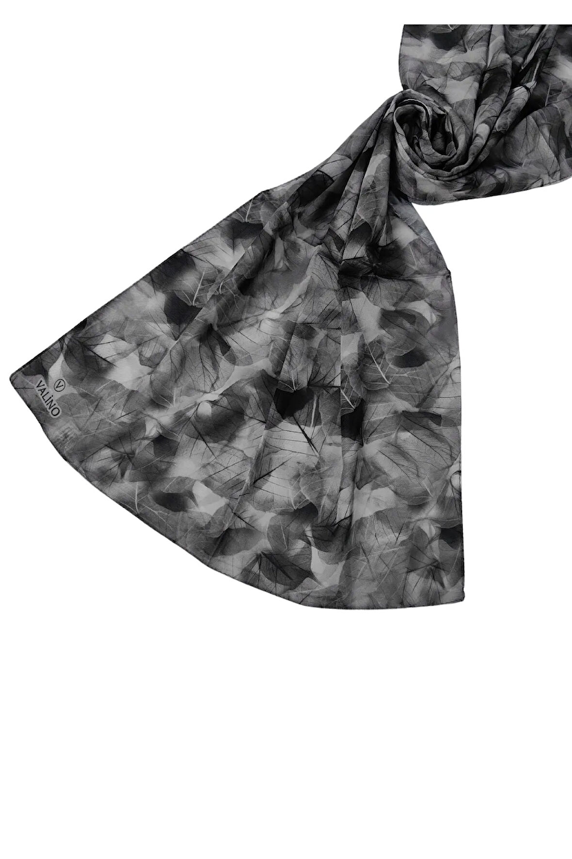 Valino Vual Twill Fular 45x110 cm - Yaprak Desenli, Hafif ve Nefes Alabilir Şal