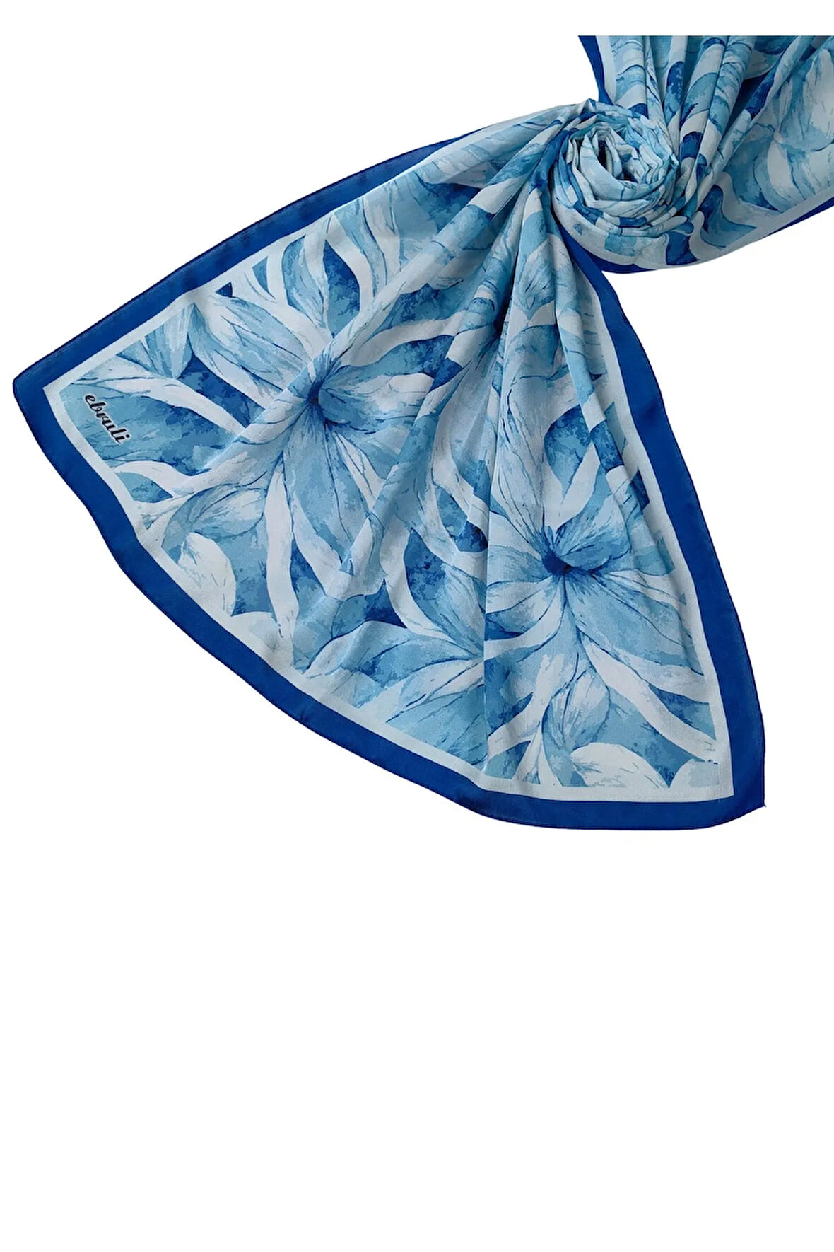 Ebruli Çiçek Desen Jan Jan Şal 75x190 cm - Işıltılı Desenli Yazlık Şal Modeli