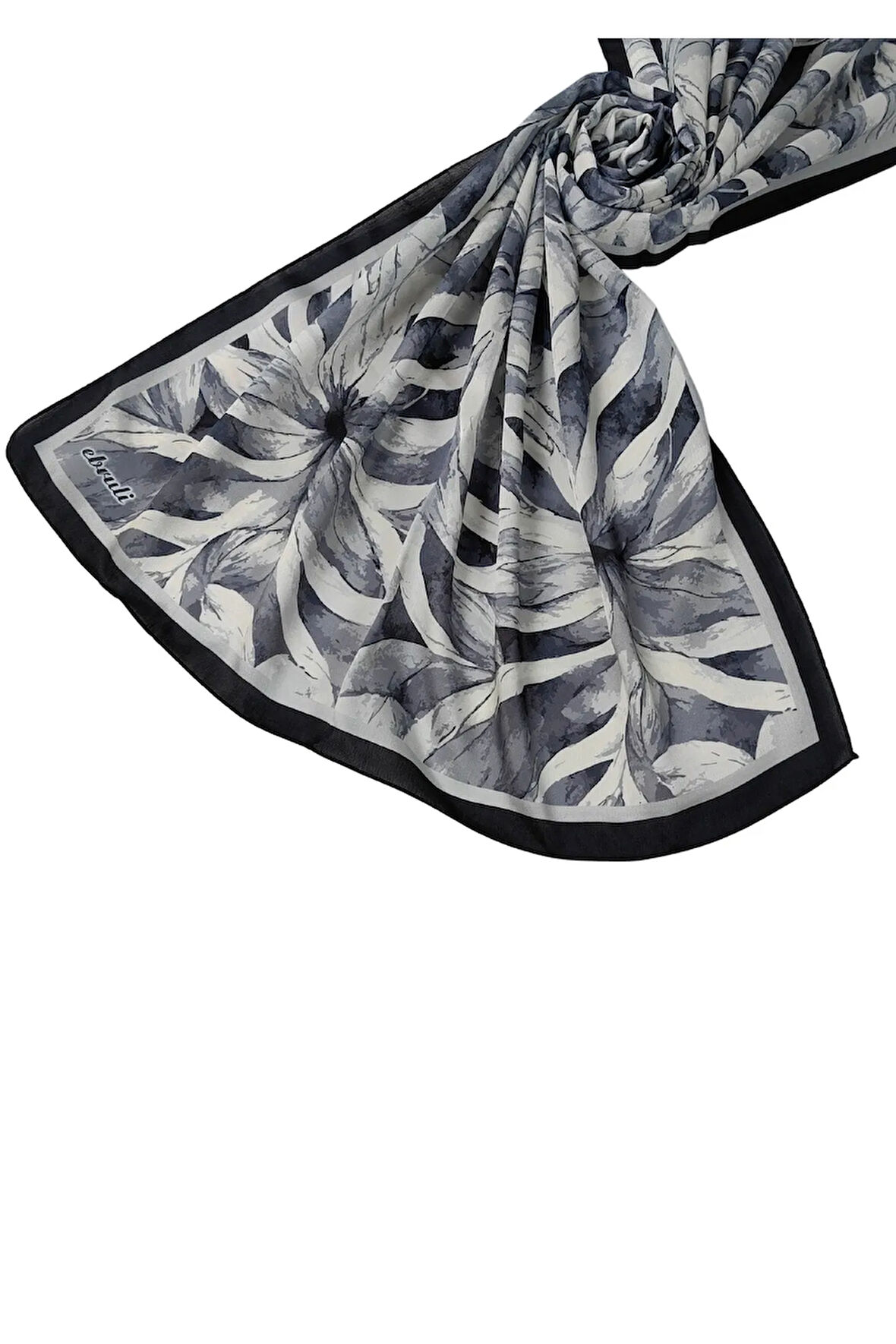 Ebruli Çiçek Desen Jan Jan Şal 75x190 cm - Işıltılı Desenli Yazlık Şal Modeli