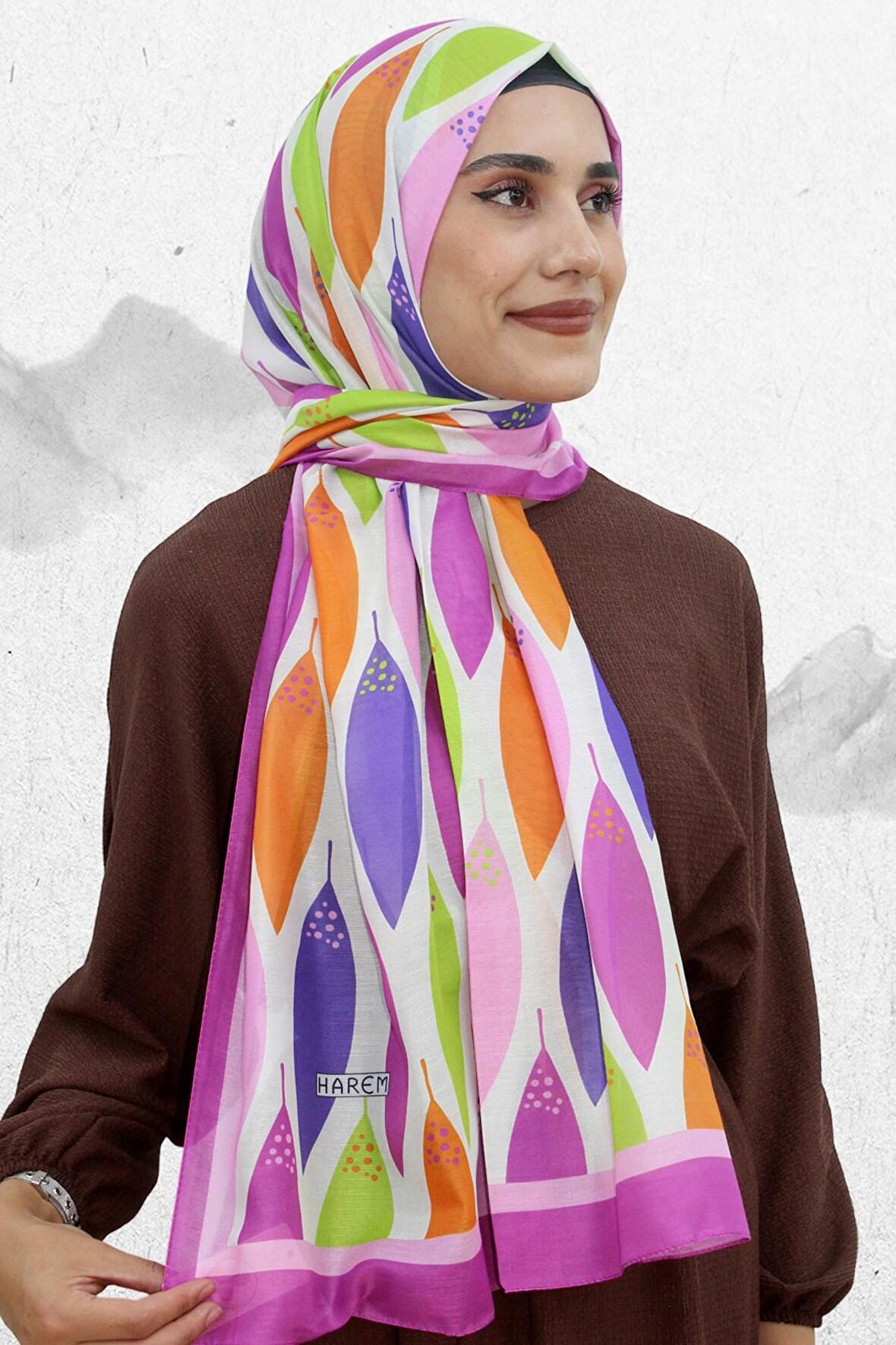 HAREM YAPRAK DESEN PAMUK ŞAL EŞ5209-10