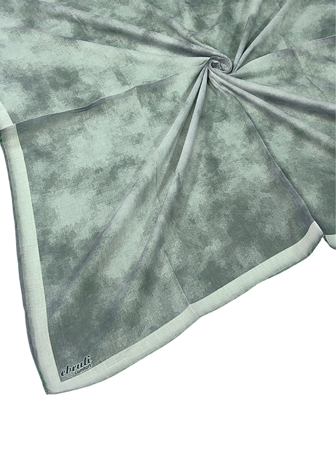 Ebruli Soft Pamuklu Desenli Eşarp - 95x95 cm