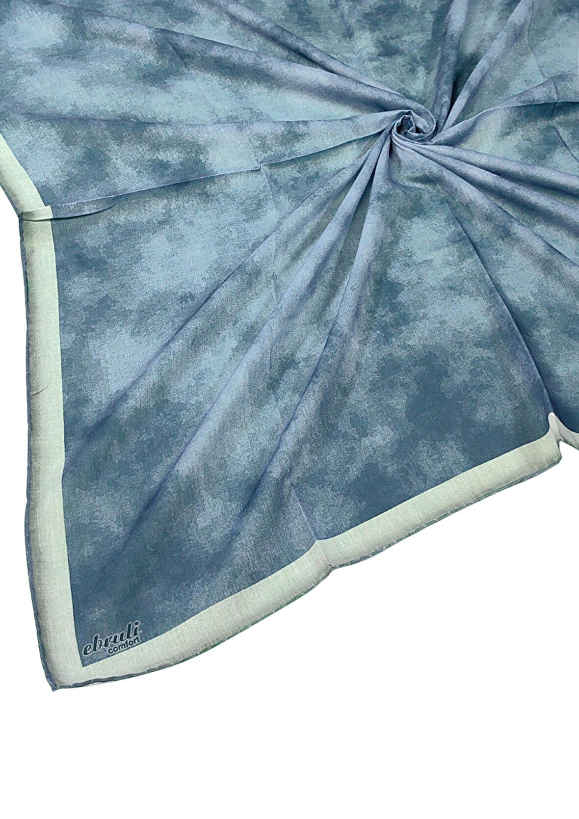 Ebruli Soft Pamuklu Desenli Eşarp - 95x95 cm